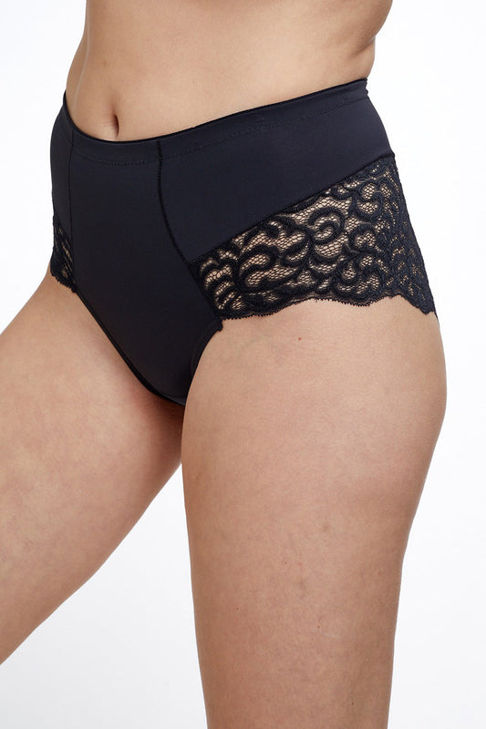 תחתון מקסי משולב תחרה - שחור