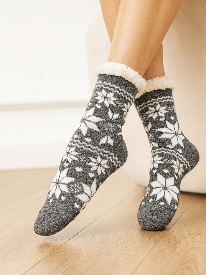 גרב נעל בית-אתני נשים- אפור כהה