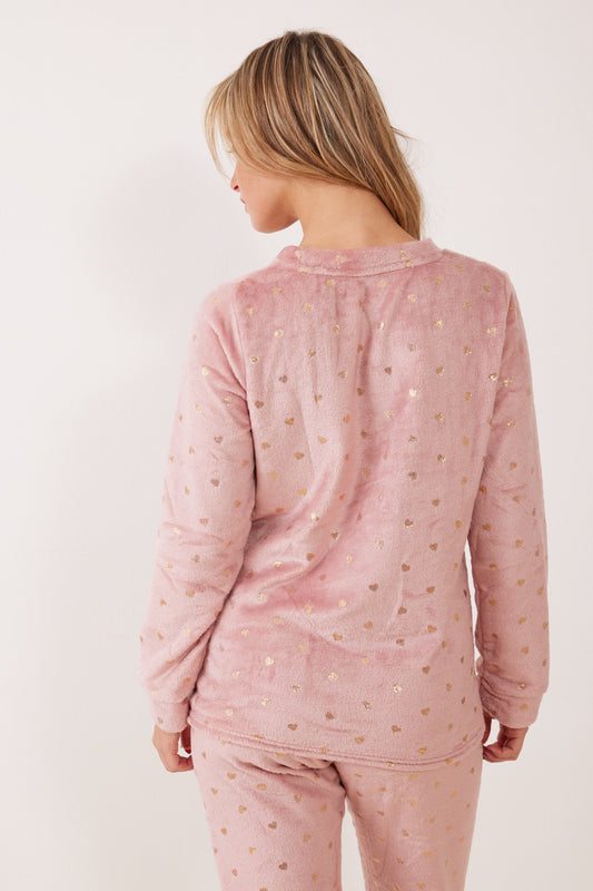 פיג`מה לבבות פלאפי - ורוד