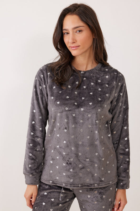 פיג`מה לבבות פלאפי - אפור