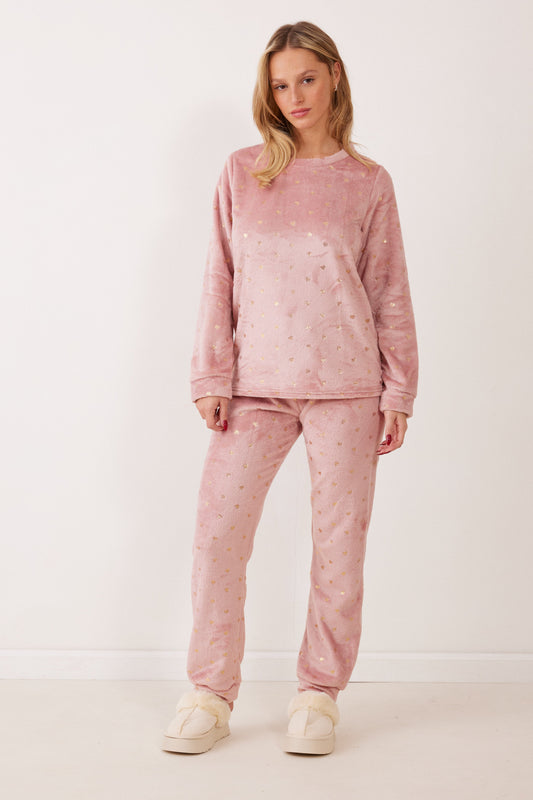 פיג`מה לבבות פלאפי - ורוד