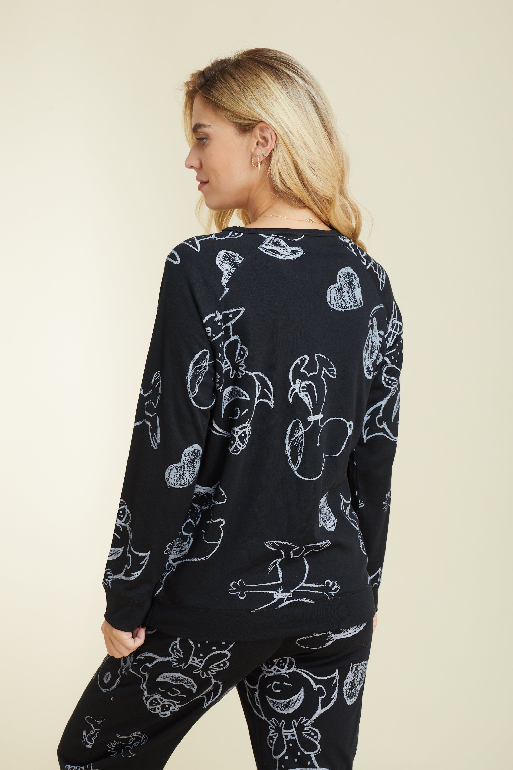 סט פיג'מה ארוכה דקה - שחור