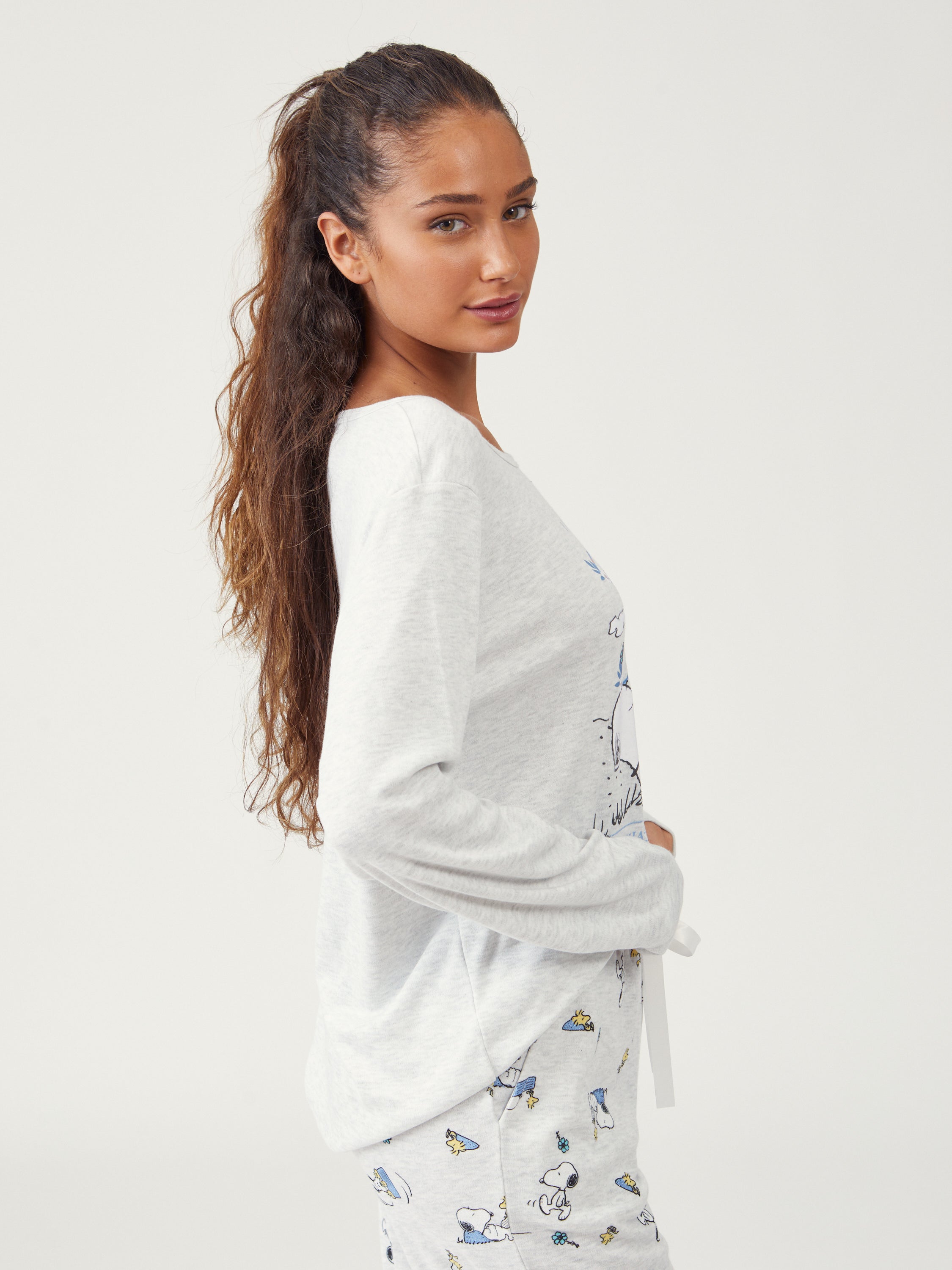 סט פיג'מת סנופי - אפור