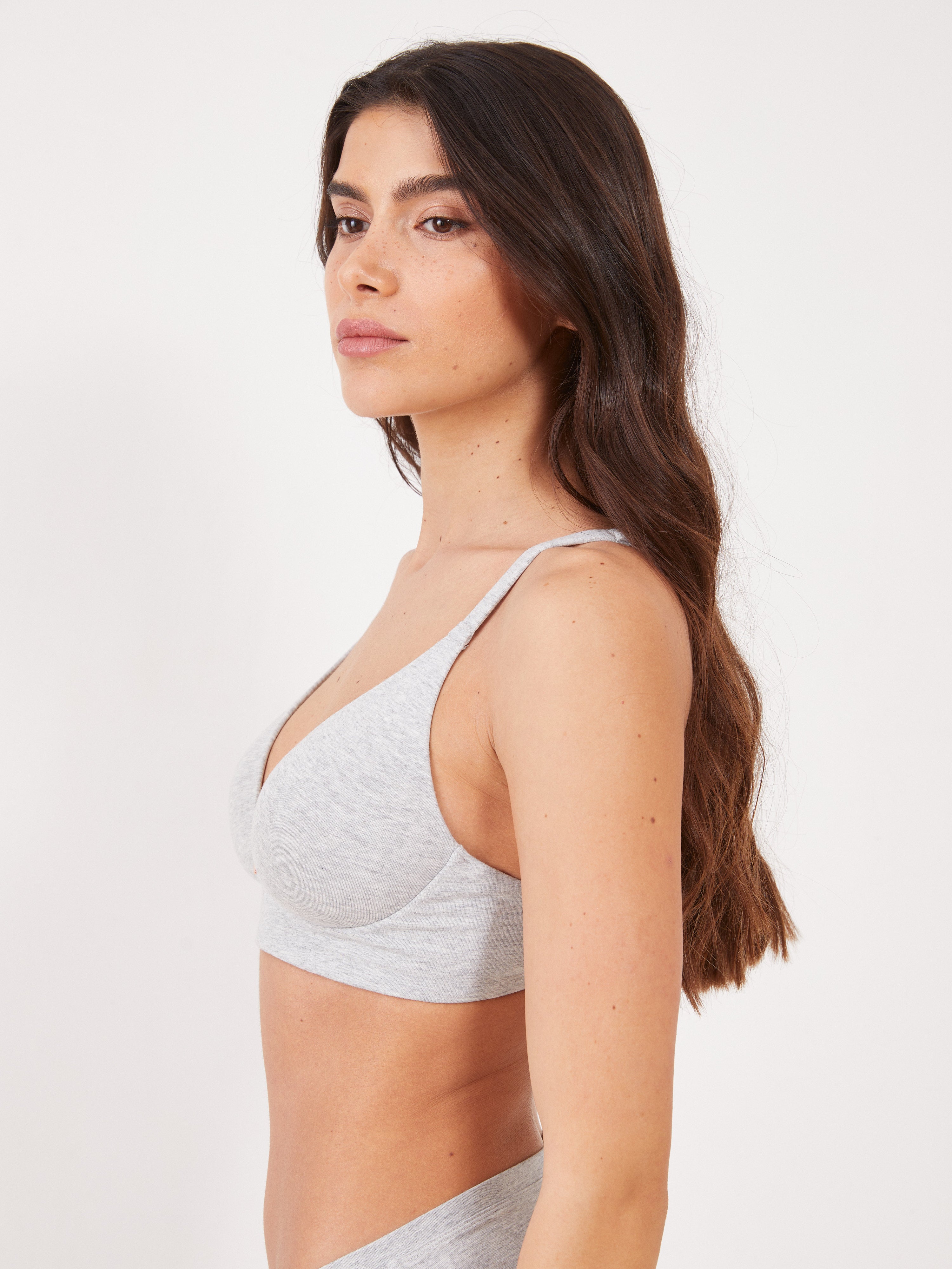 חזייה עם ריפוד קל ללא עצם - אפור מלאנז