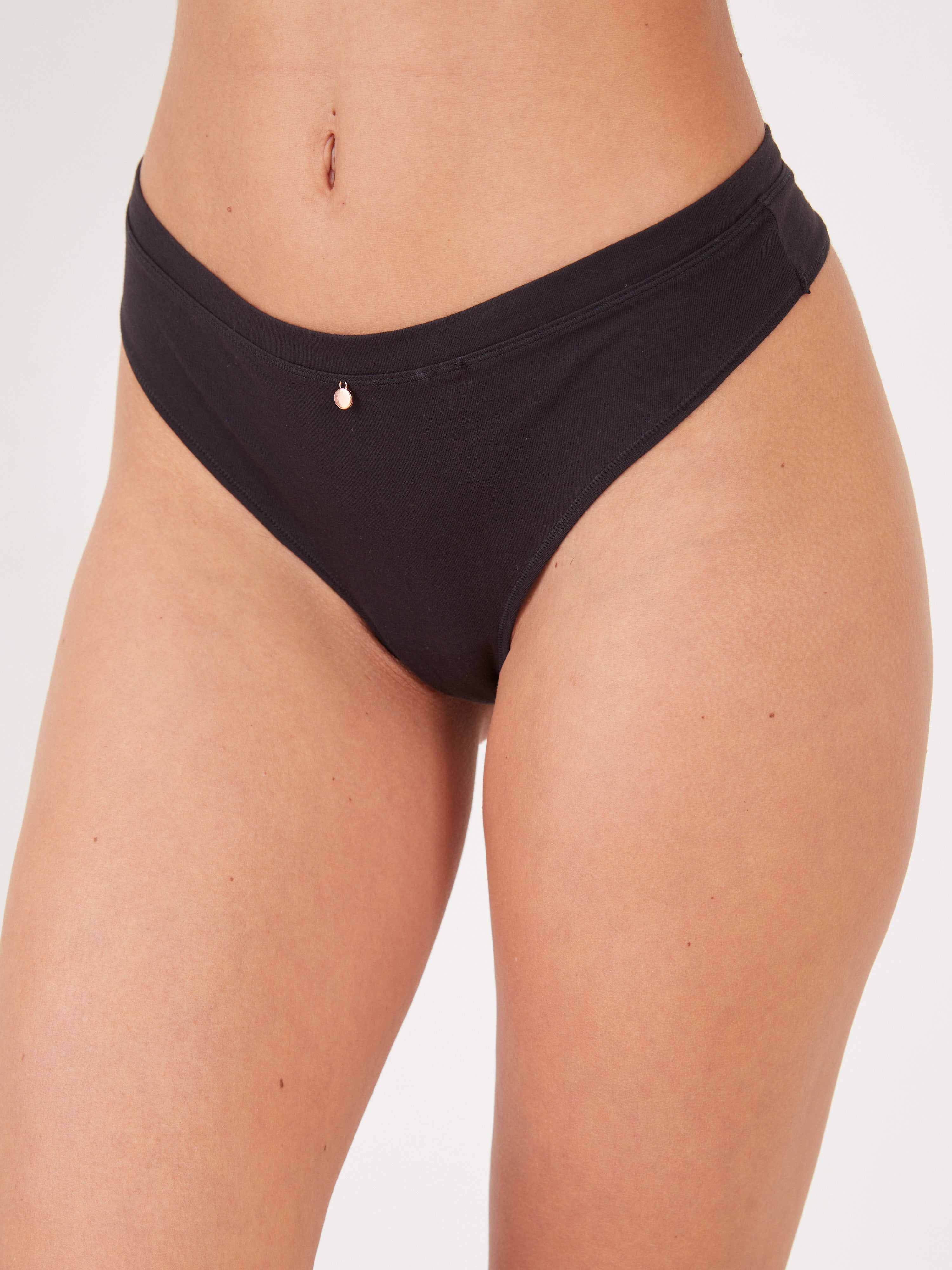 תחתון כותנה חוטיני - שחור