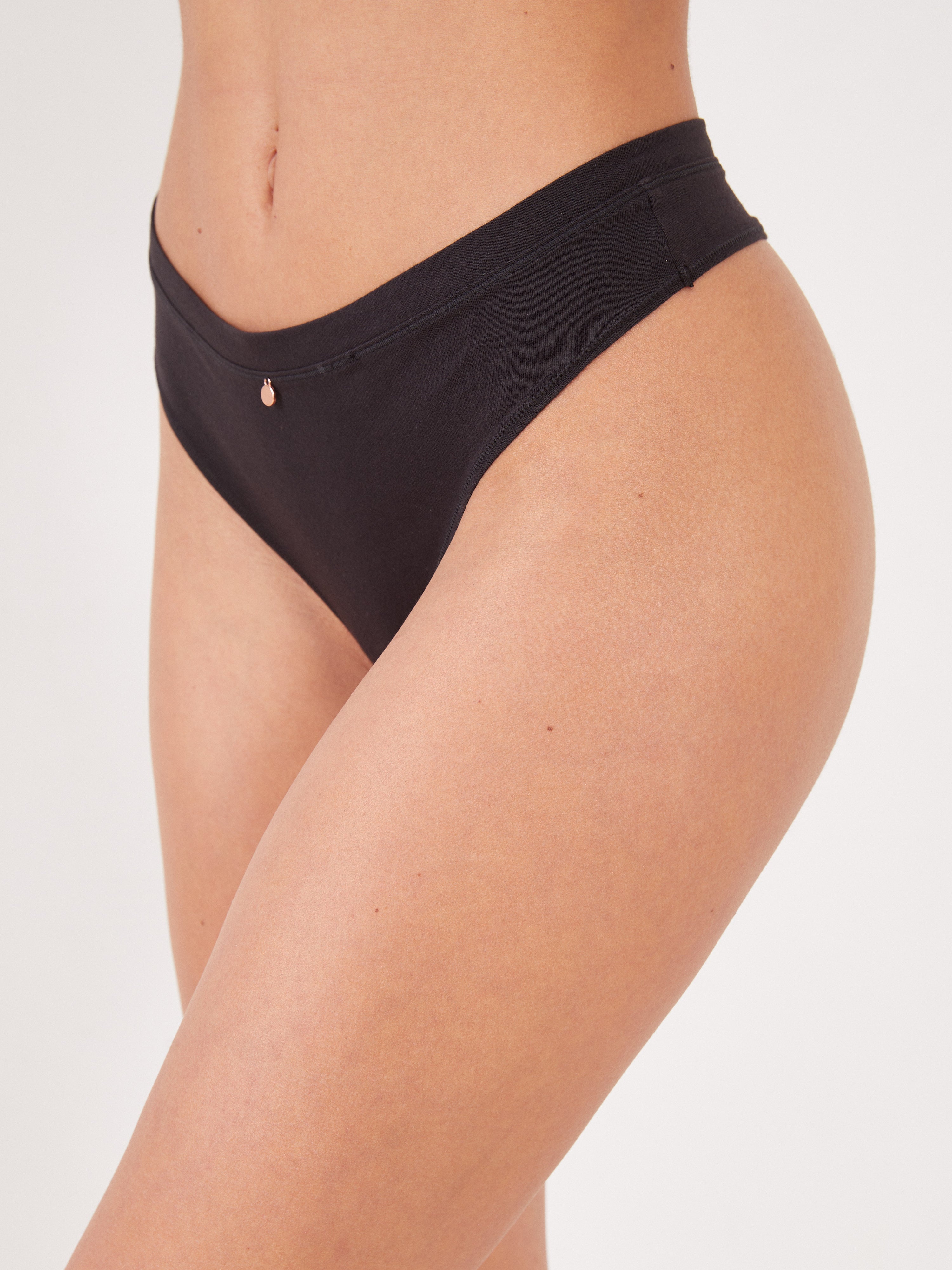 תחתון כותנה חוטיני - שחור