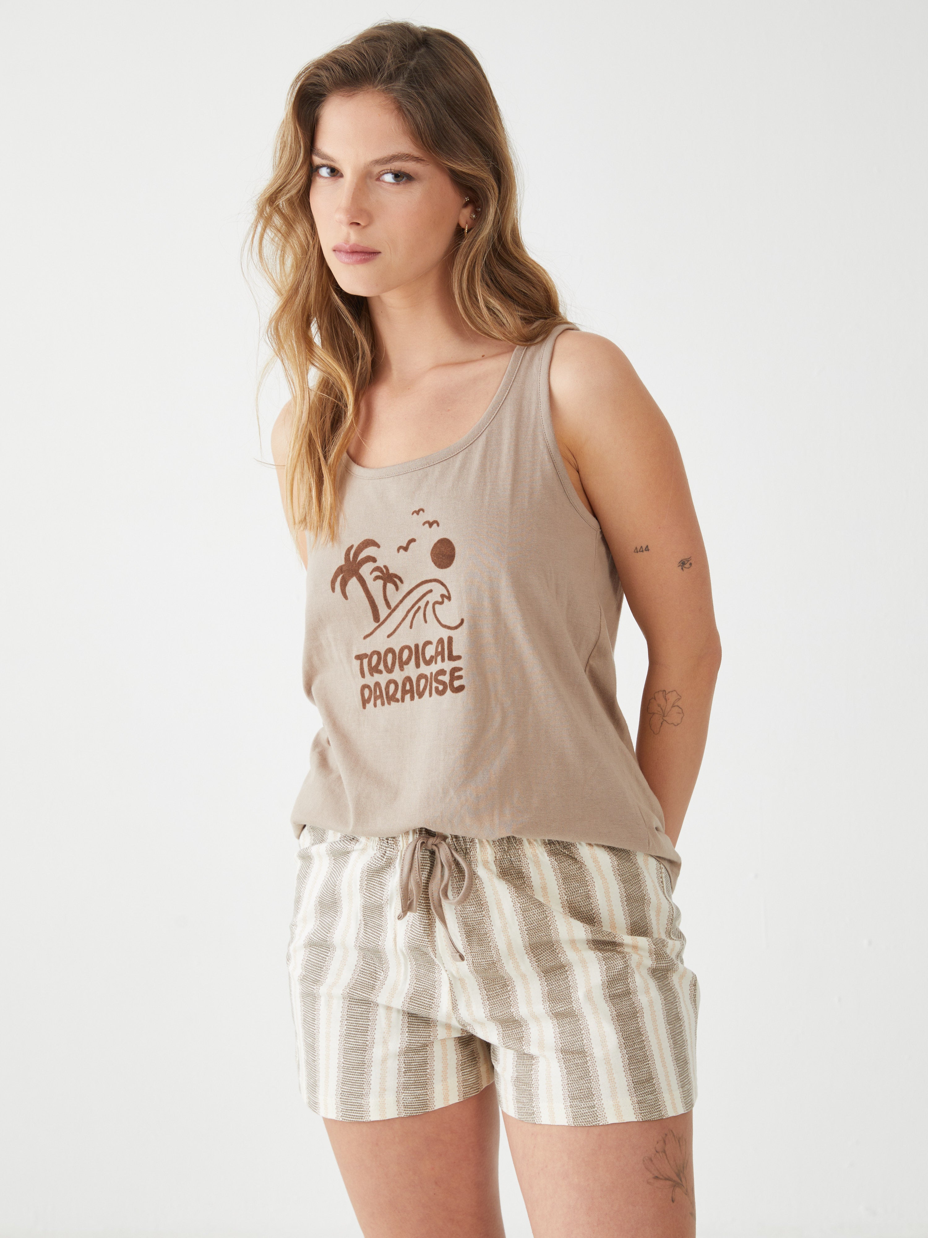 פיגמה גופיה מ.קצר- פסים - קפה