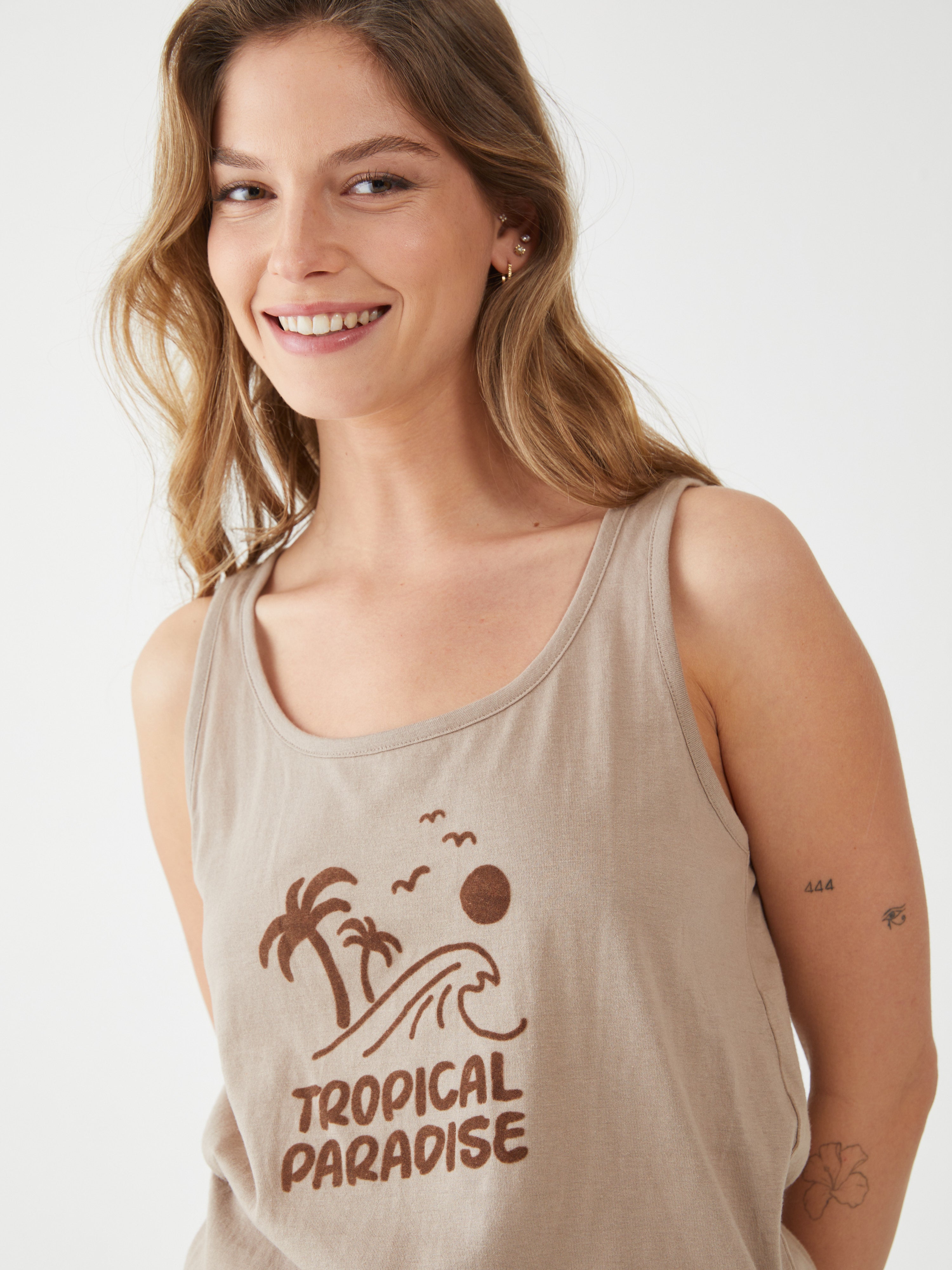 פיגמה גופיה מ.קצר- פסים - קפה