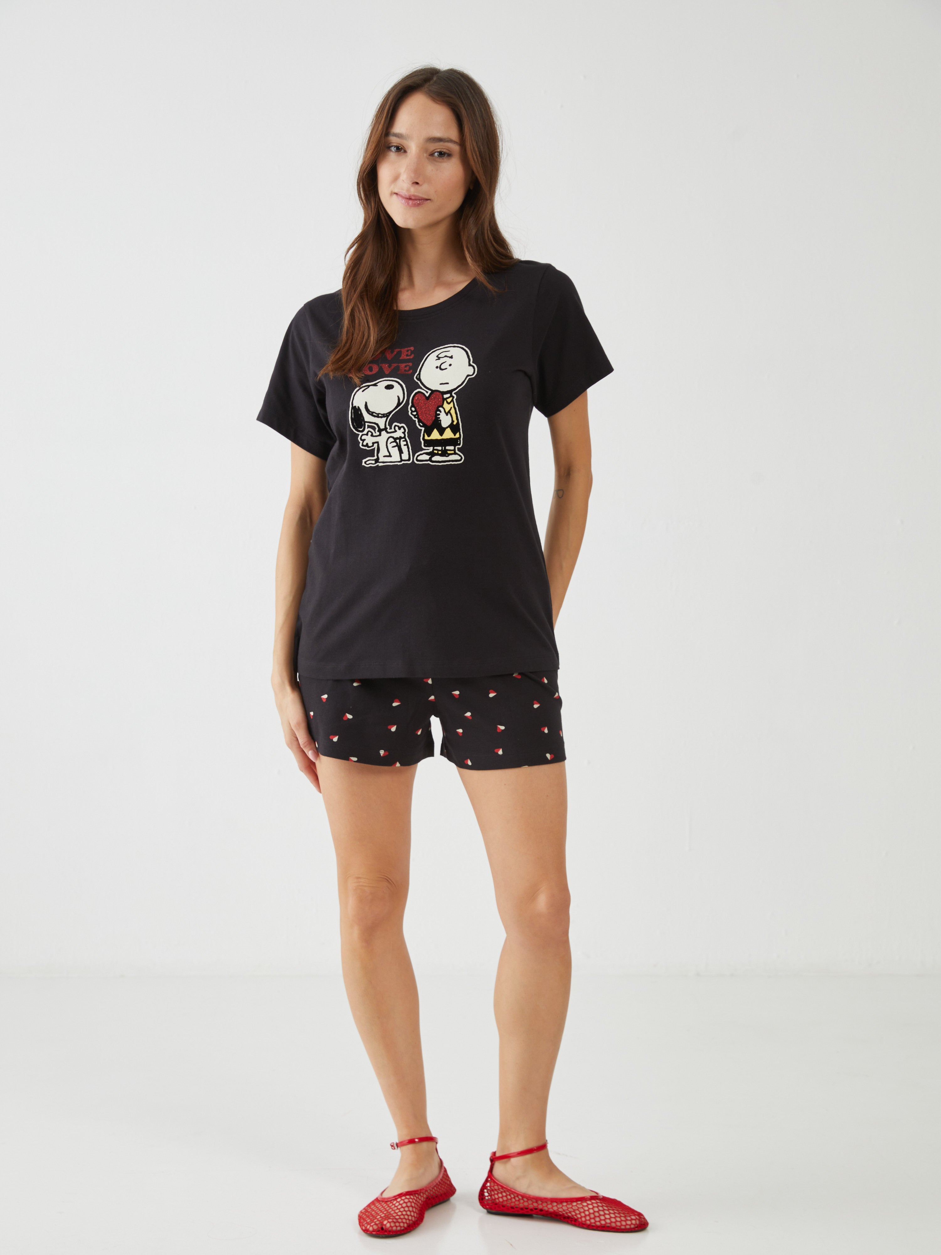 פיגמה כותנה מ.קצר-סנופי אהבה - שחור