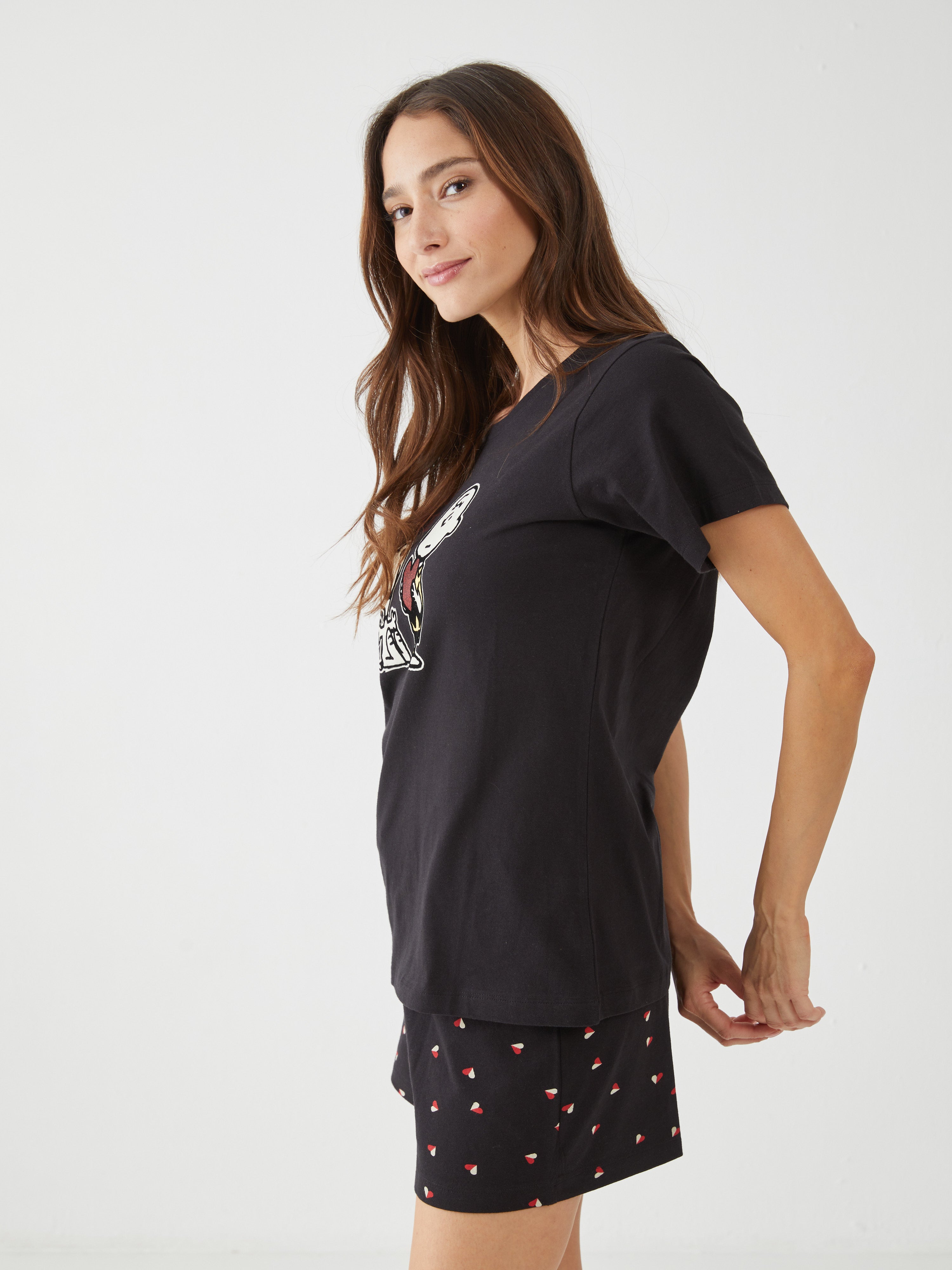 פיגמה כותנה מ.קצר-סנופי אהבה - שחור