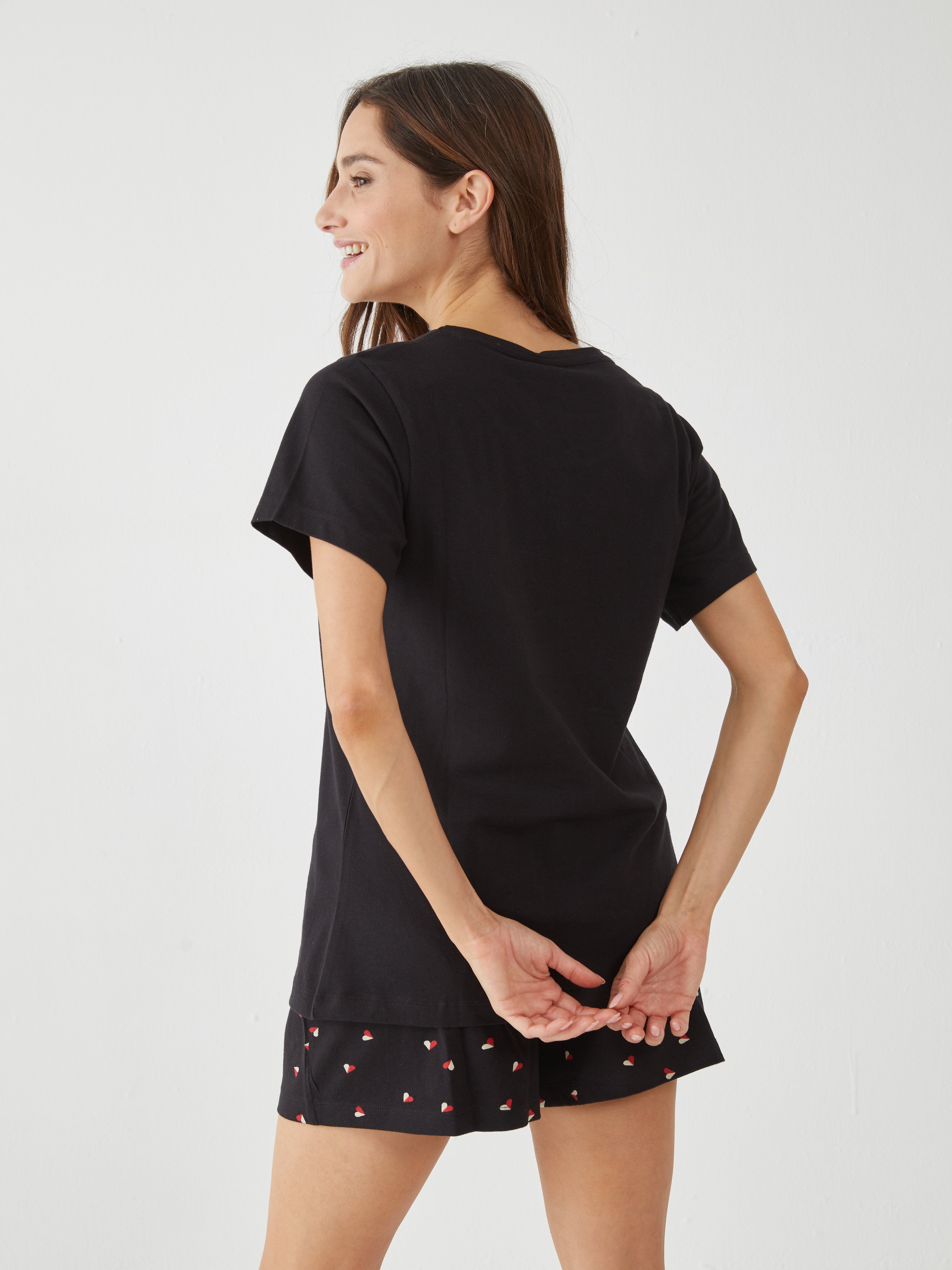 פיגמה כותנה מ.קצר-סנופי אהבה - שחור