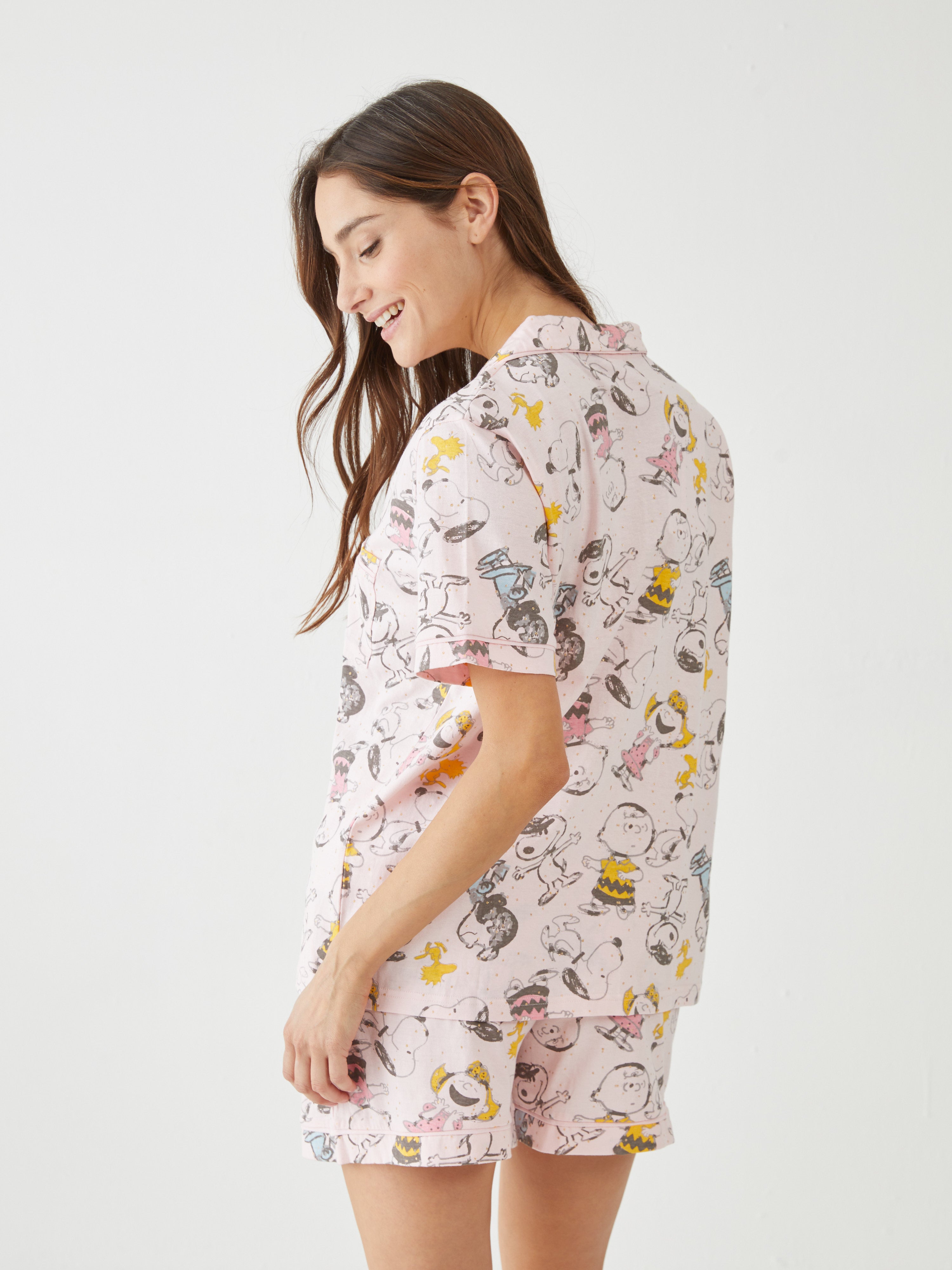פיגמה מכופתרת כותנה- סנופי וחברים - ורוד
