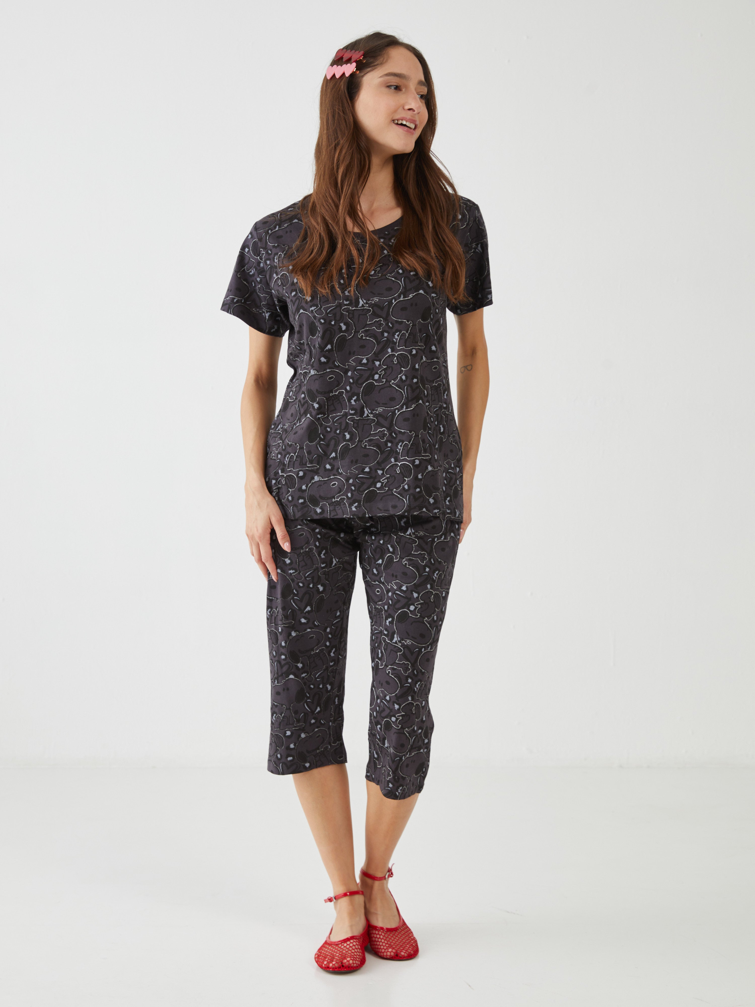 פיגמה כותנה 3/4 סנופי עם לב - אפור כהה