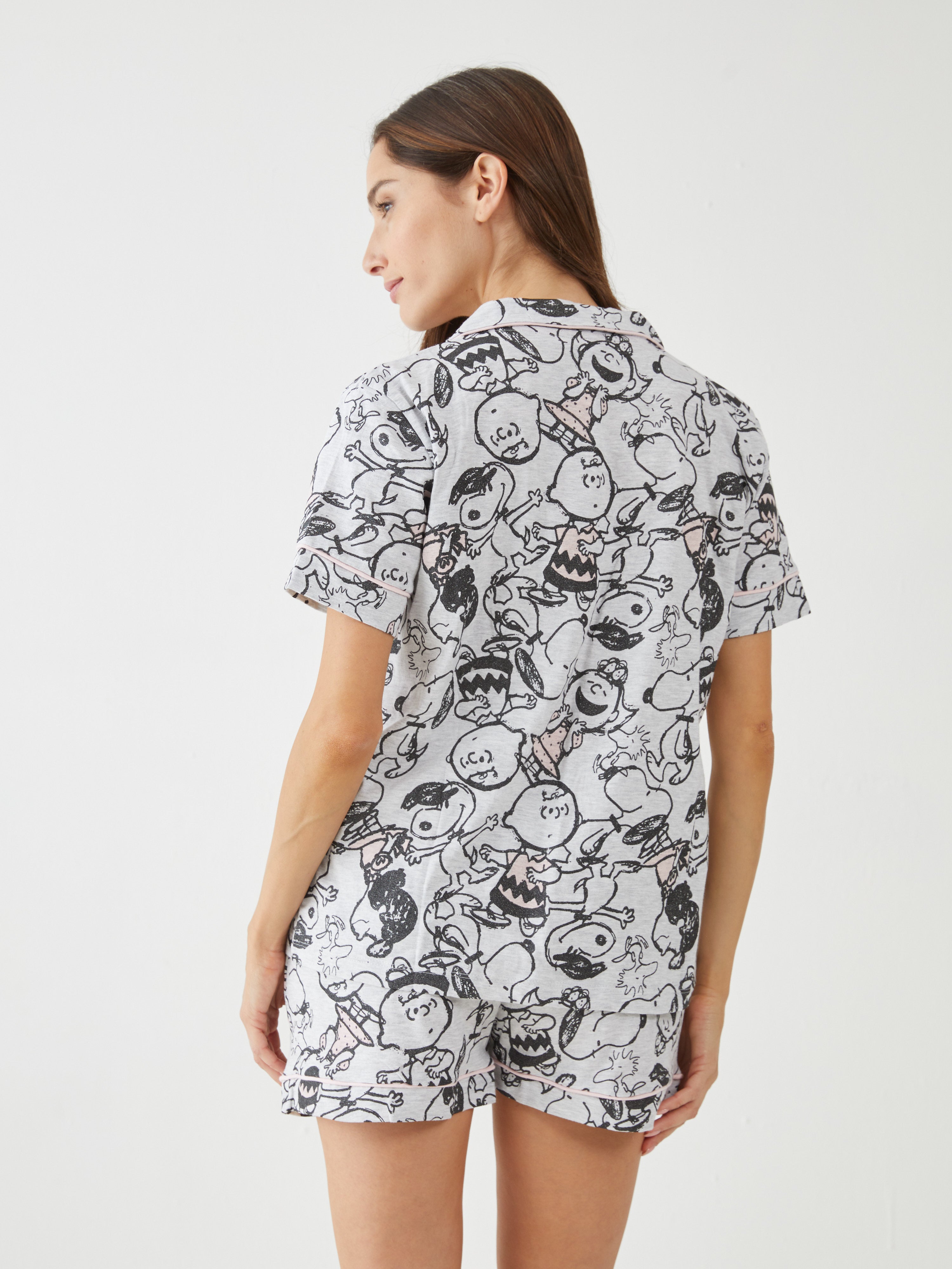 פיגמה מכופתרת כותנה- מסיבה סנופי - אפור מלאנז