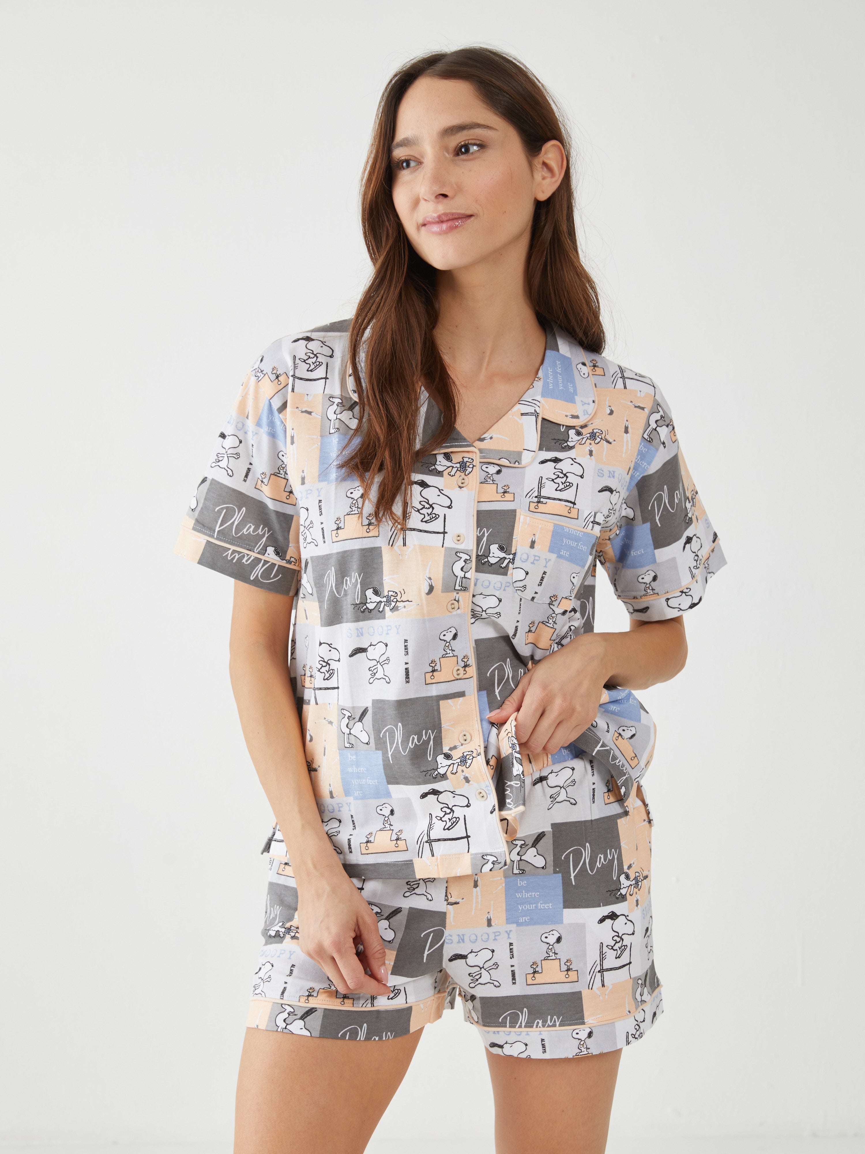 פיגמה כותנה כפתורים- סנופי משחק - אפור