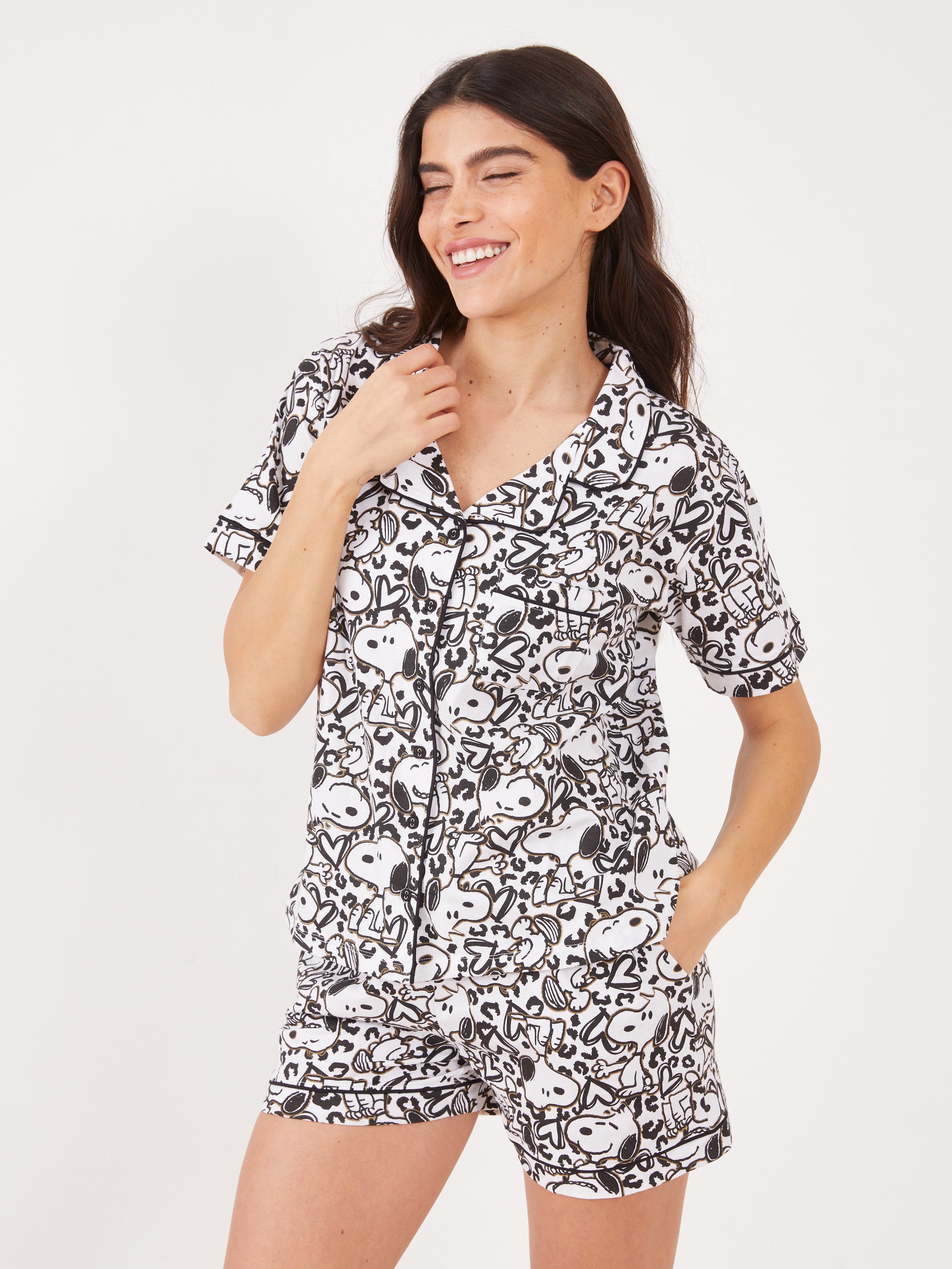 פיגמה כותנה כפתורים מ.קצר סנופי - לבן