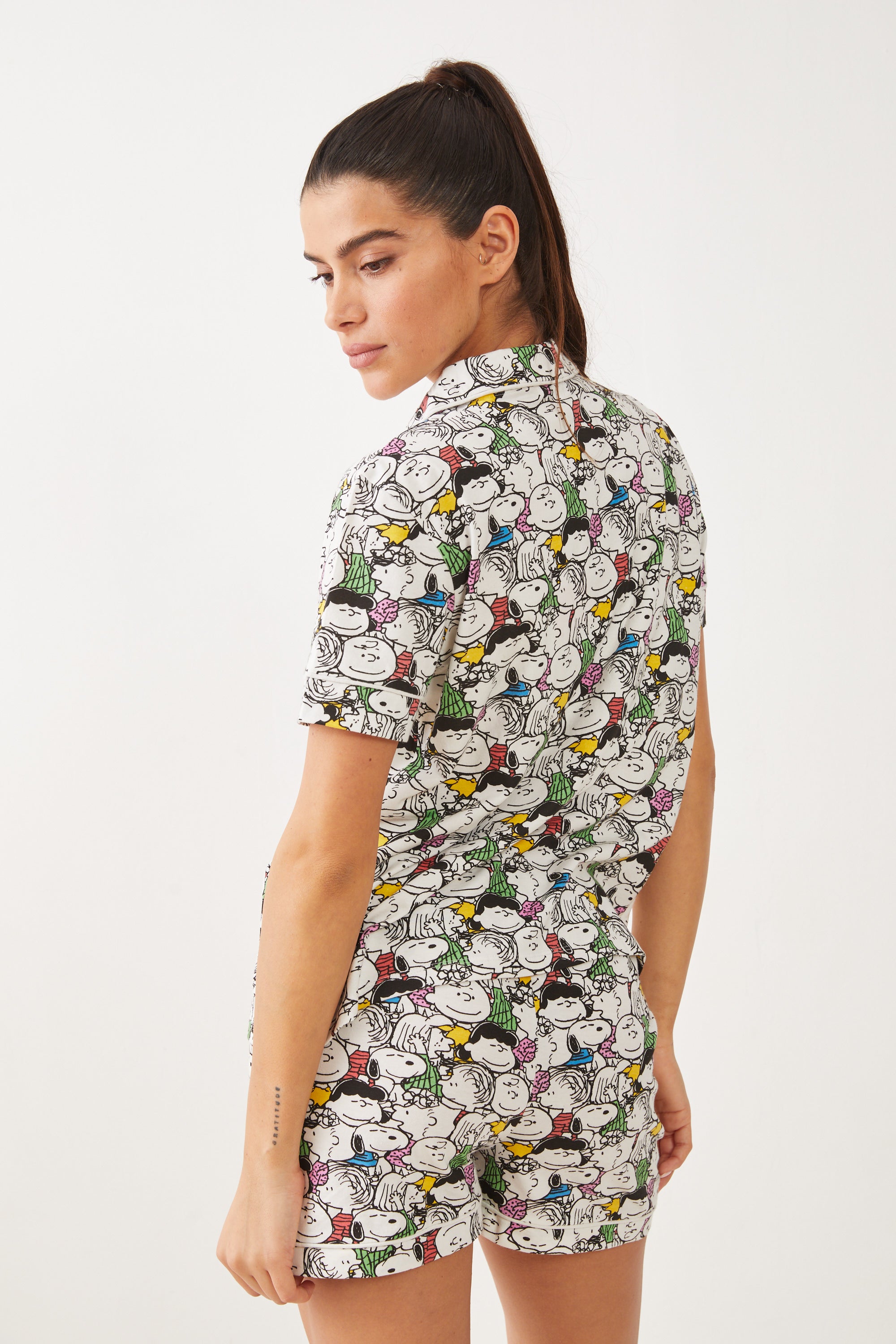 מכופתרת קצרה כותנה סנופי וחברים - אפור מלאנז