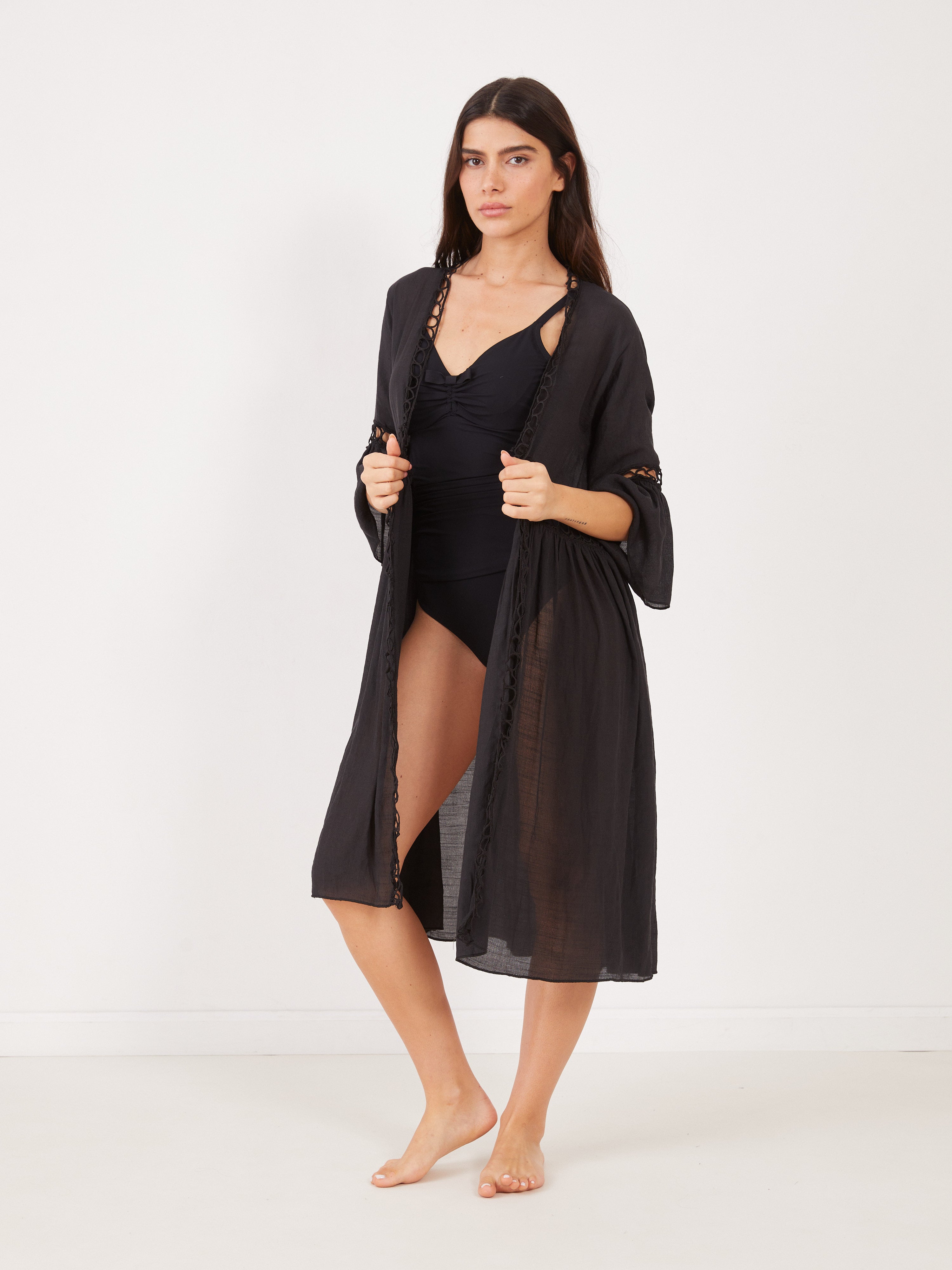 עליונית חוף מוארכת טבעות - שחור