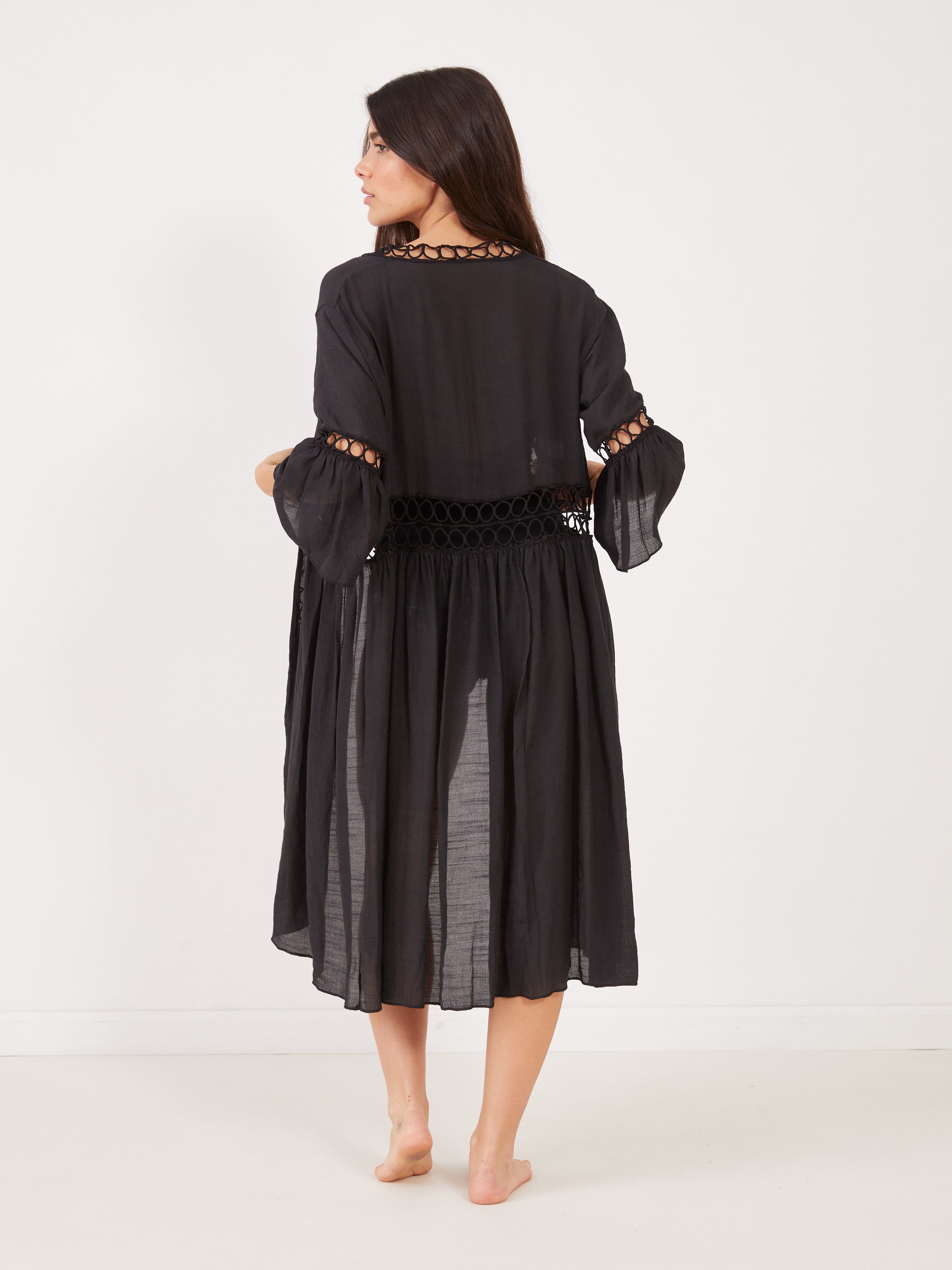 עליונית חוף מוארכת טבעות - שחור