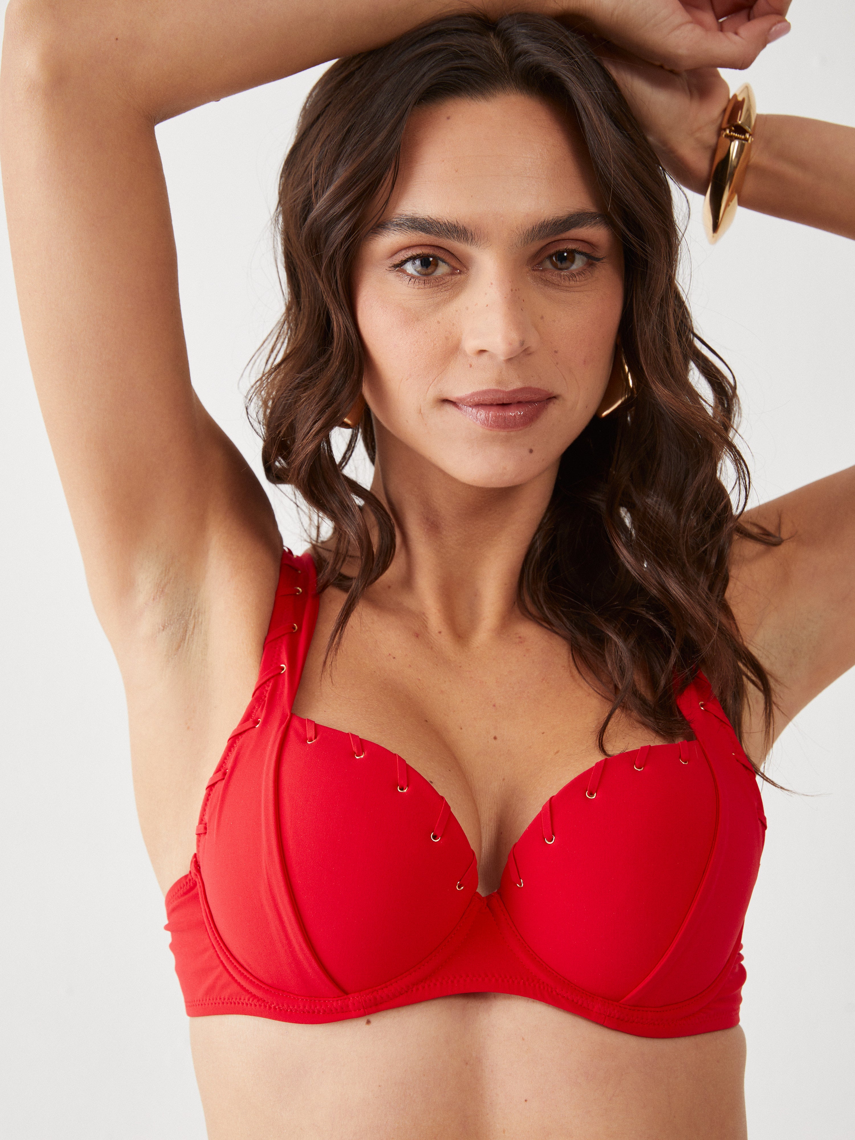 סט בגד ים ביקיני שרוכים - אדום