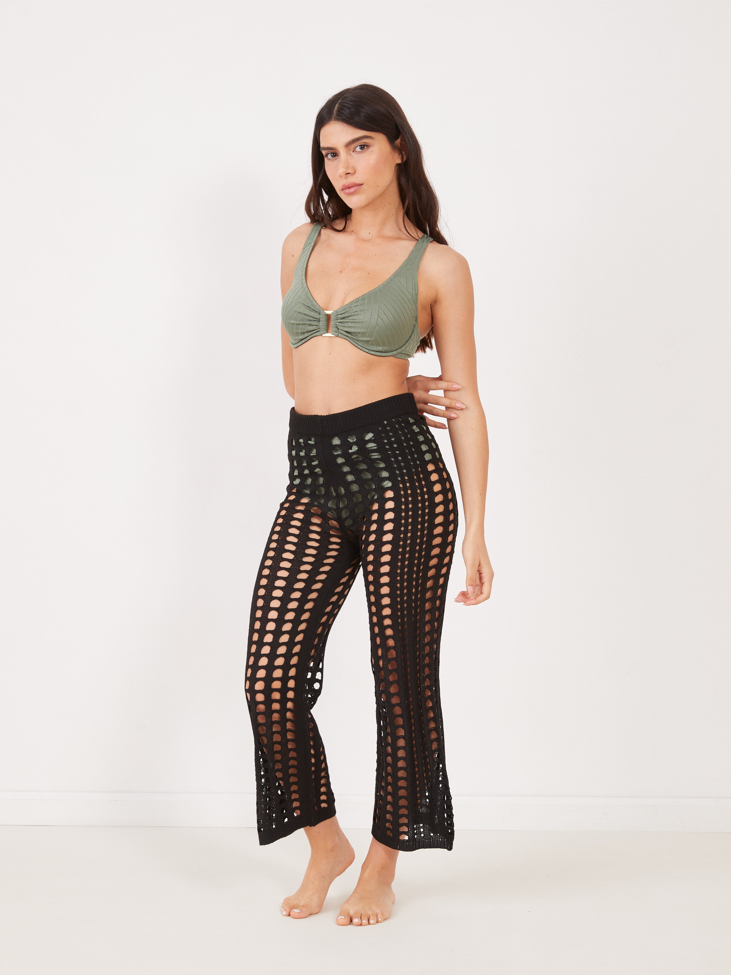 מכנסיים ארוכים סרוגים - שחור