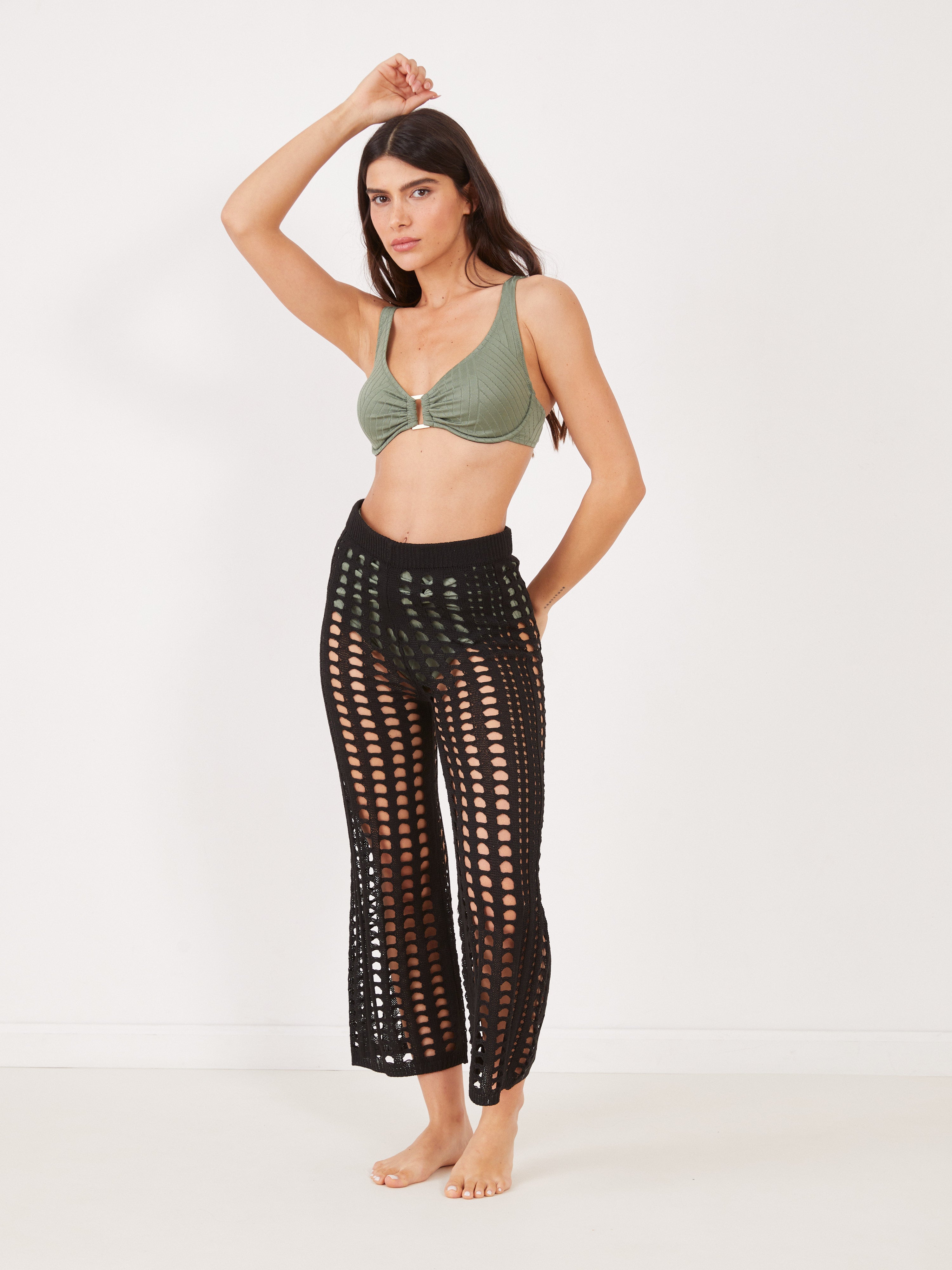 מכנסיים ארוכים סרוגים - שחור