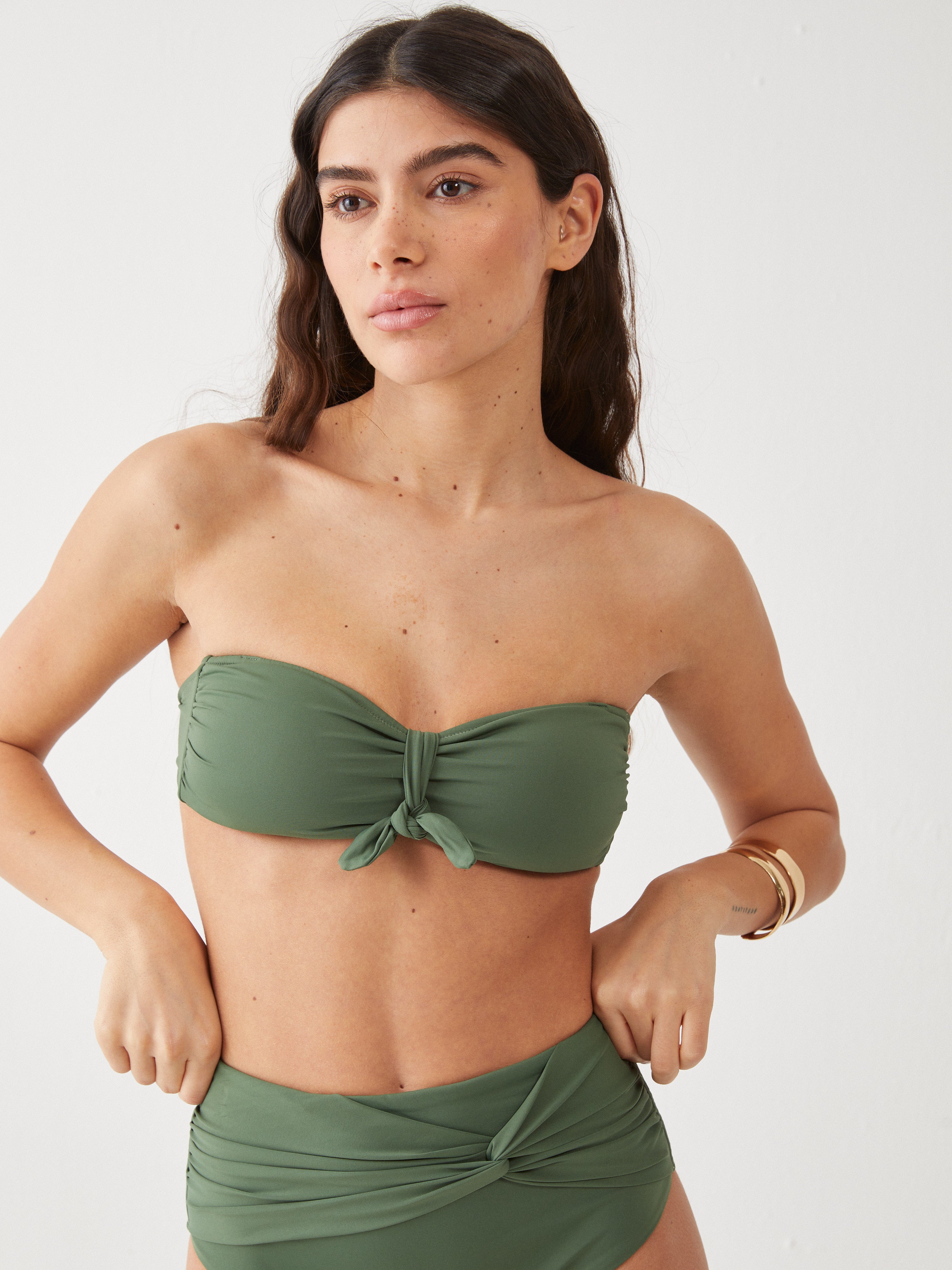 חזיית סטרפלס - ירוק זית