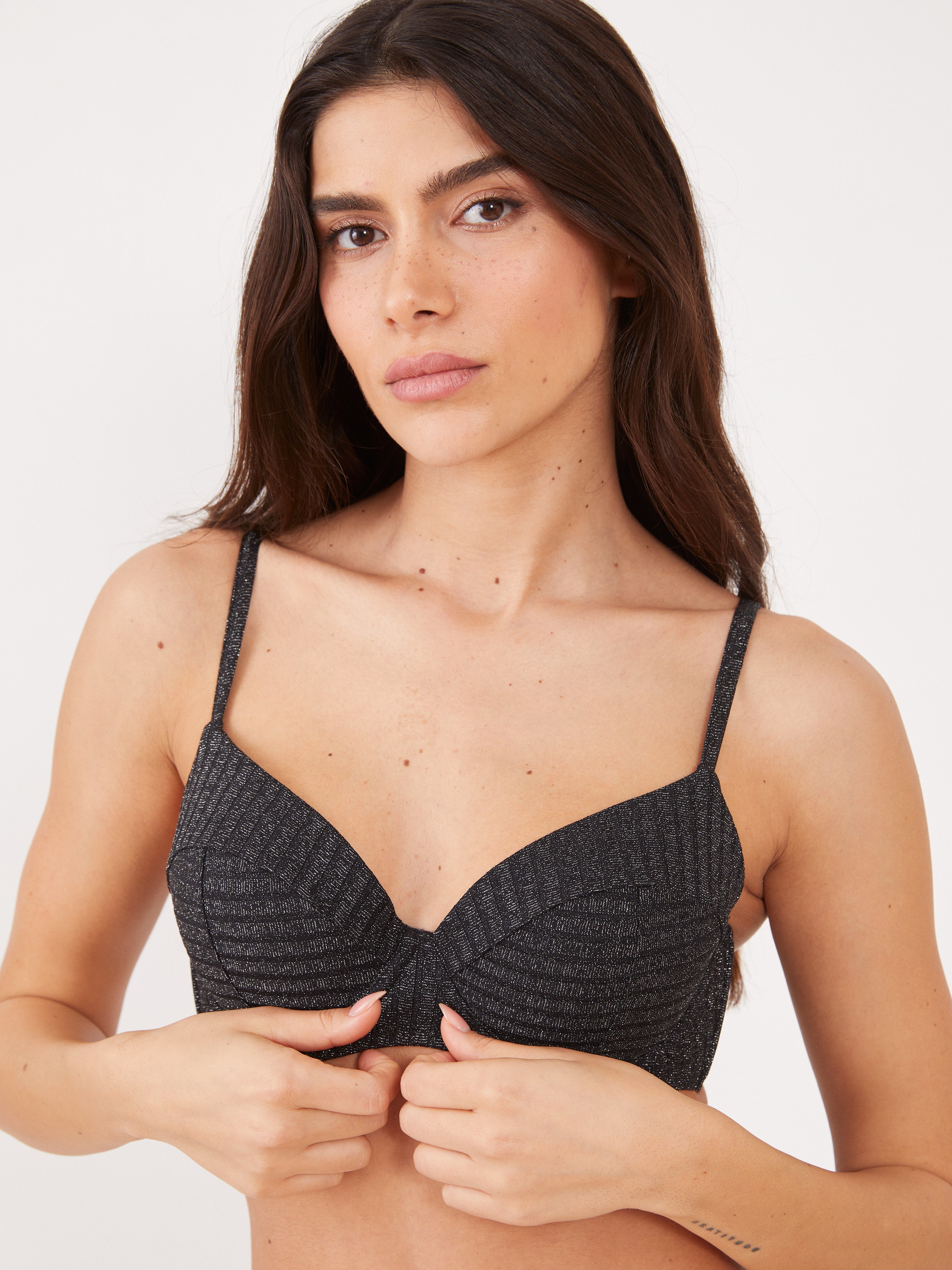 סט בגד ים ביקיני לורקס פסים- שחור