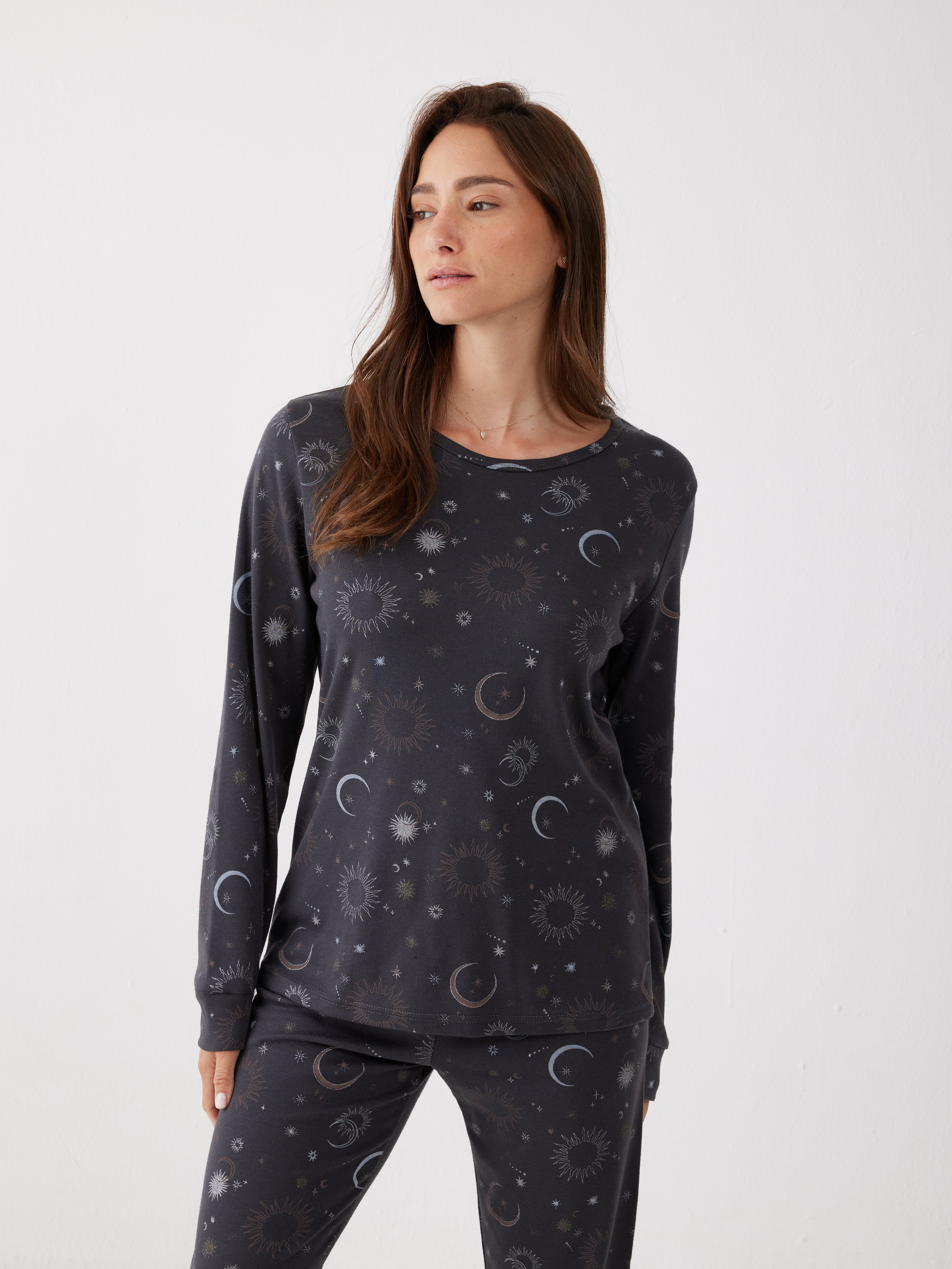 פיג'מה אינטרלוק - אפור כהה