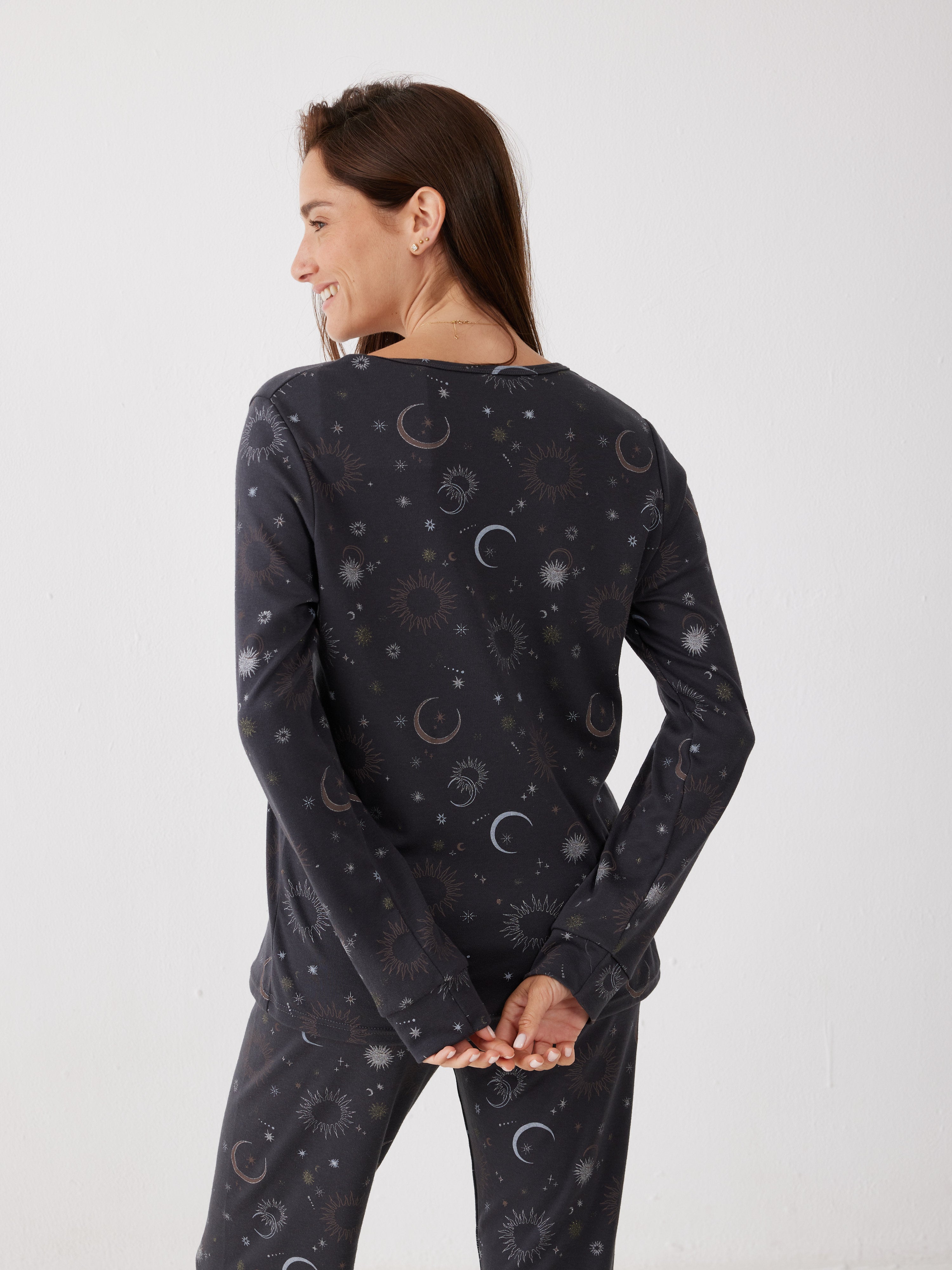 פיג'מה אינטרלוק - אפור כהה