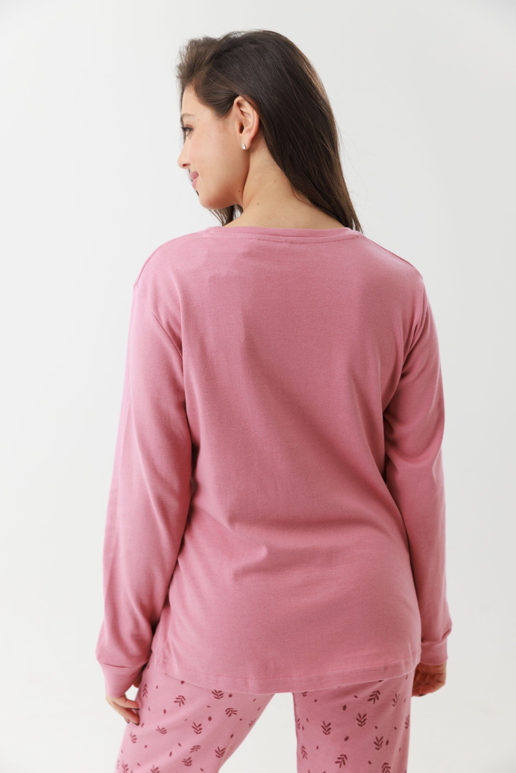 פיג'מה 100% כותנה - ורוד מעושן