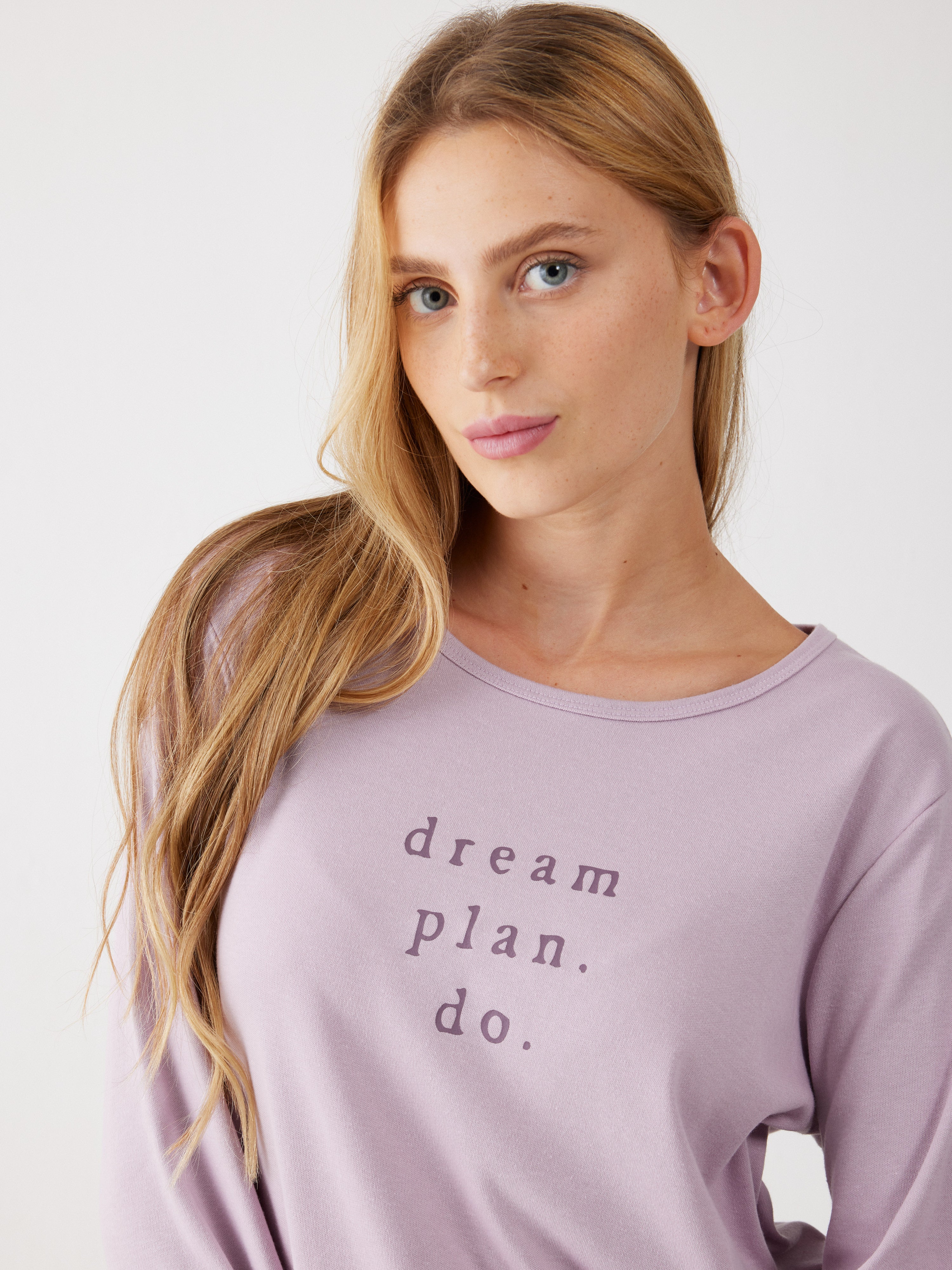 פיג'מת אינטרלוק - סגול מעושן