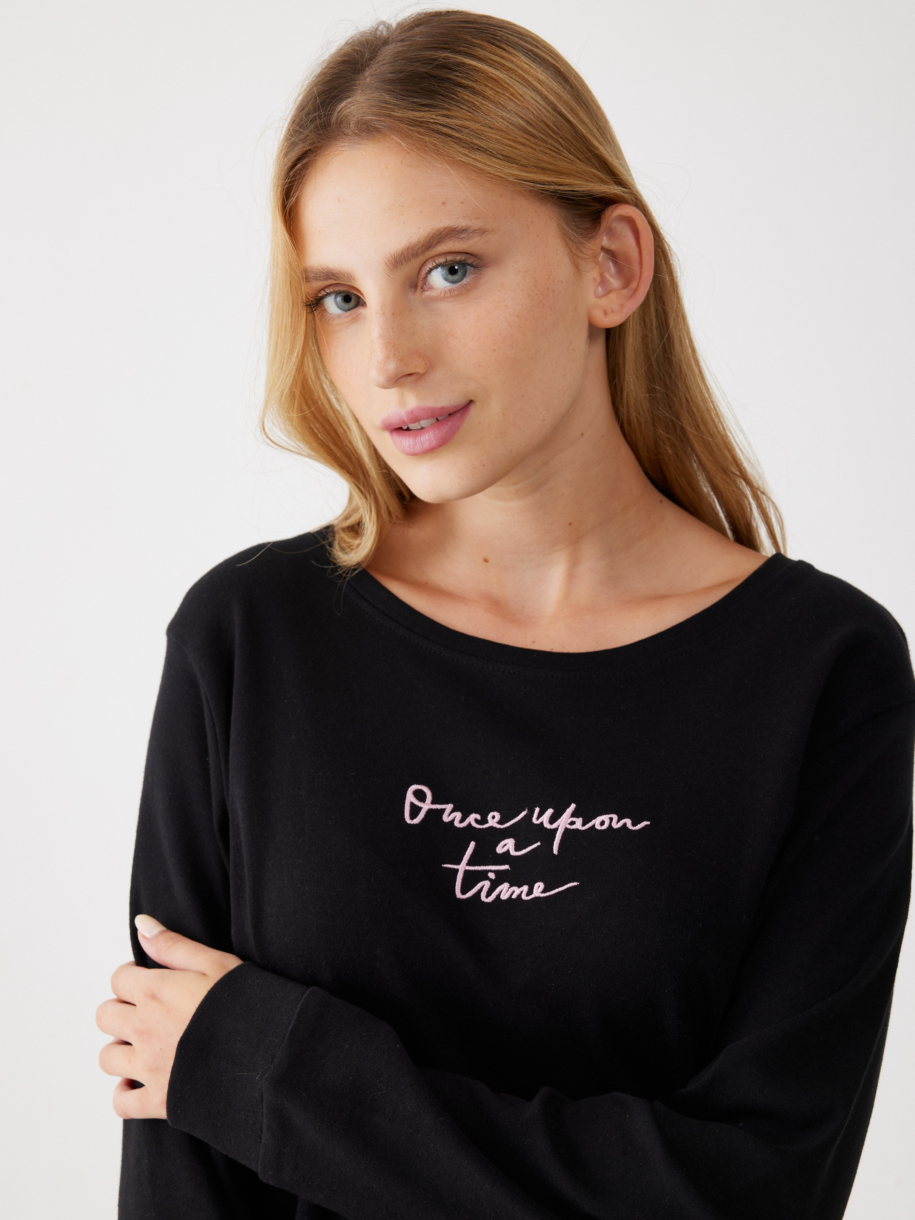 פיג'מה 100% כותנה - שחור