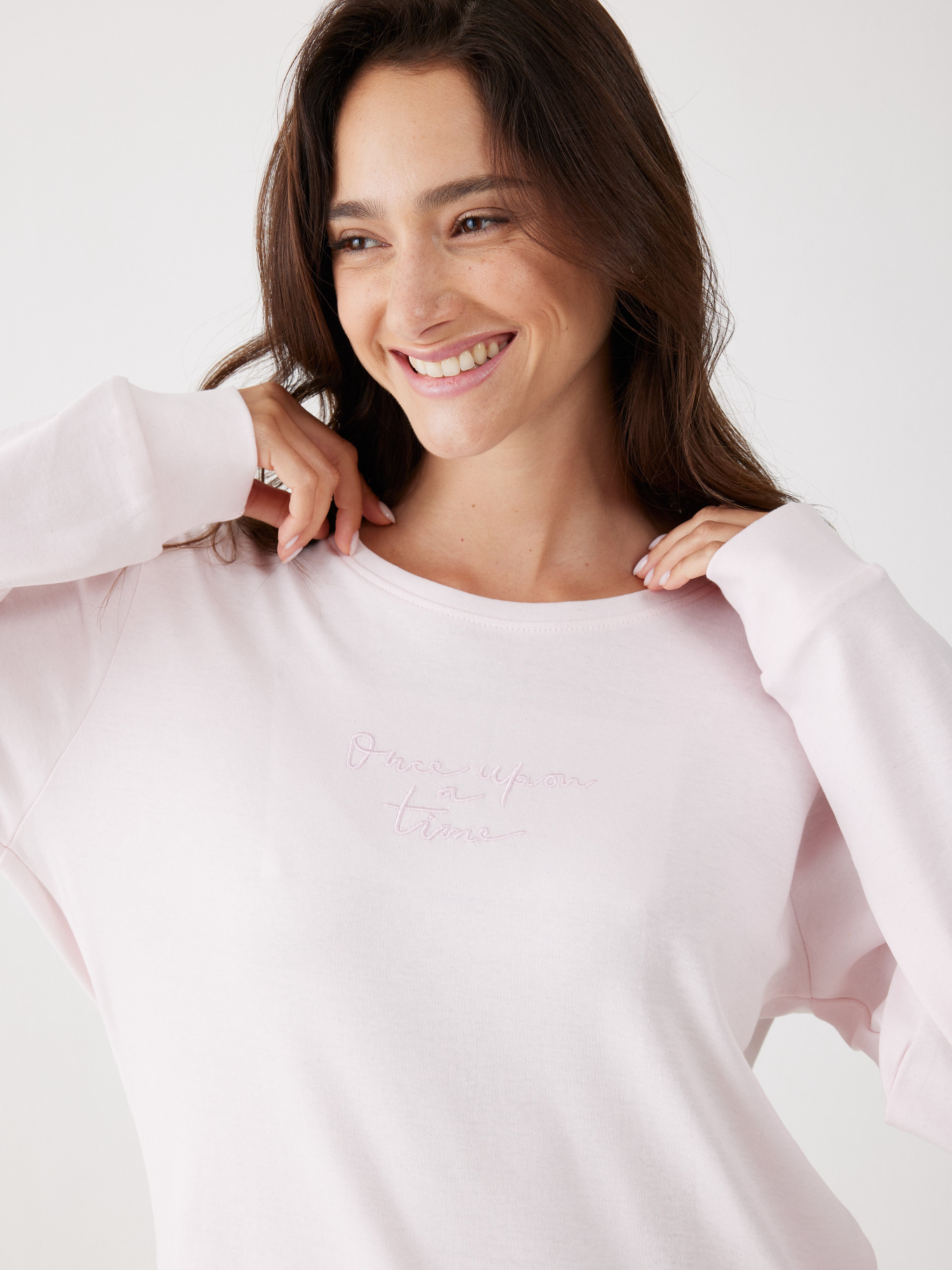 פיג'מה 100% כותנה - ורוד