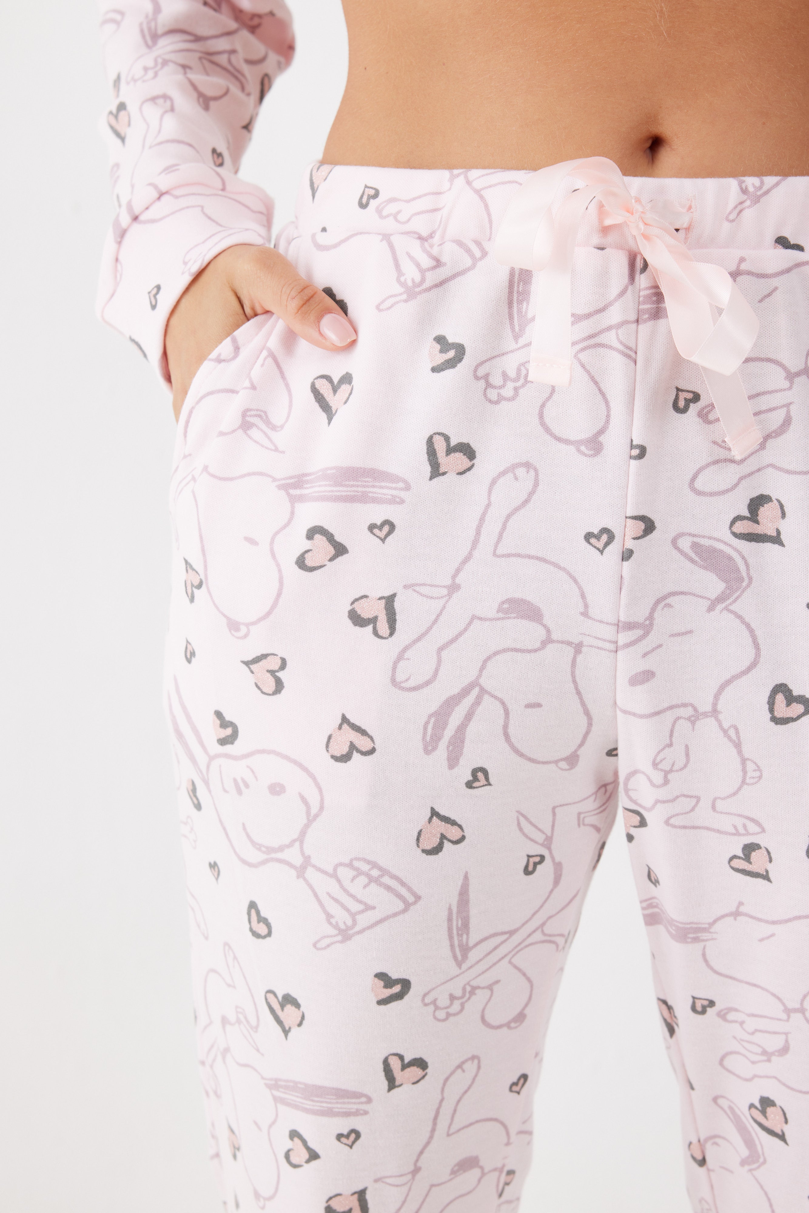 פיג'מה סנופי אינטרלוק - ורוד