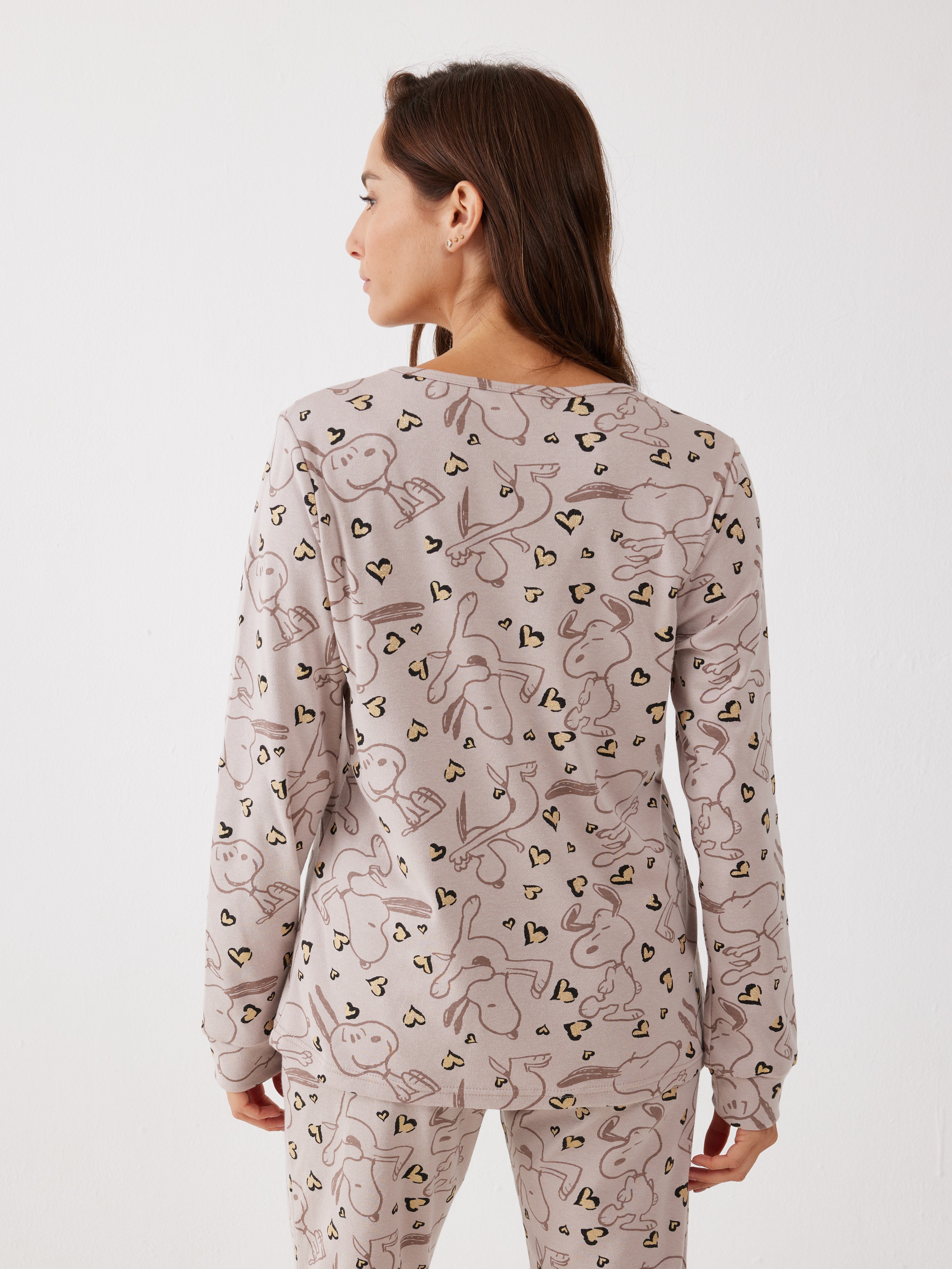 פיג'מה סנופי אינטרלוק - צבע חול