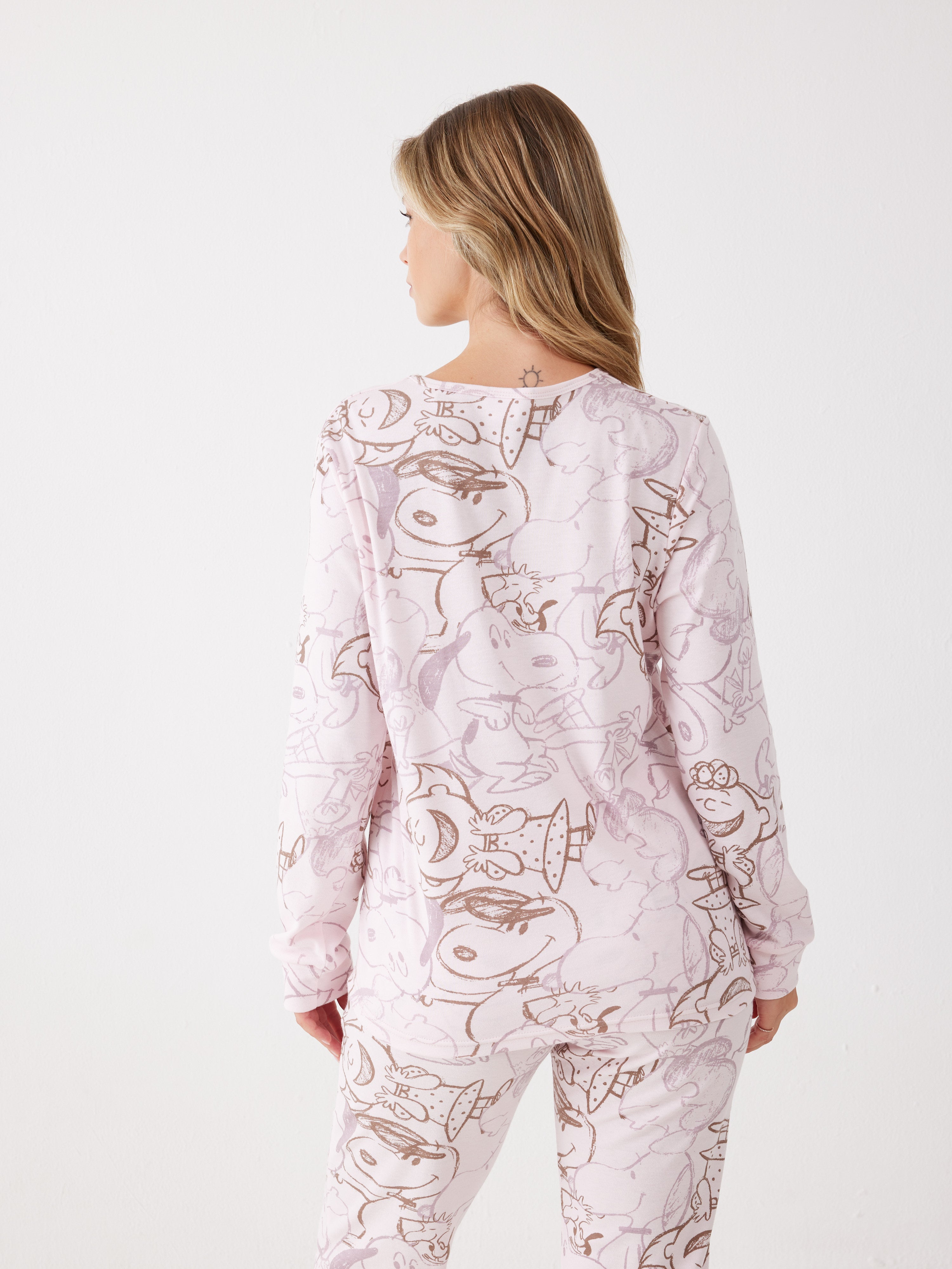 פיג'מה סנופי אינטרלוק - ורוד
