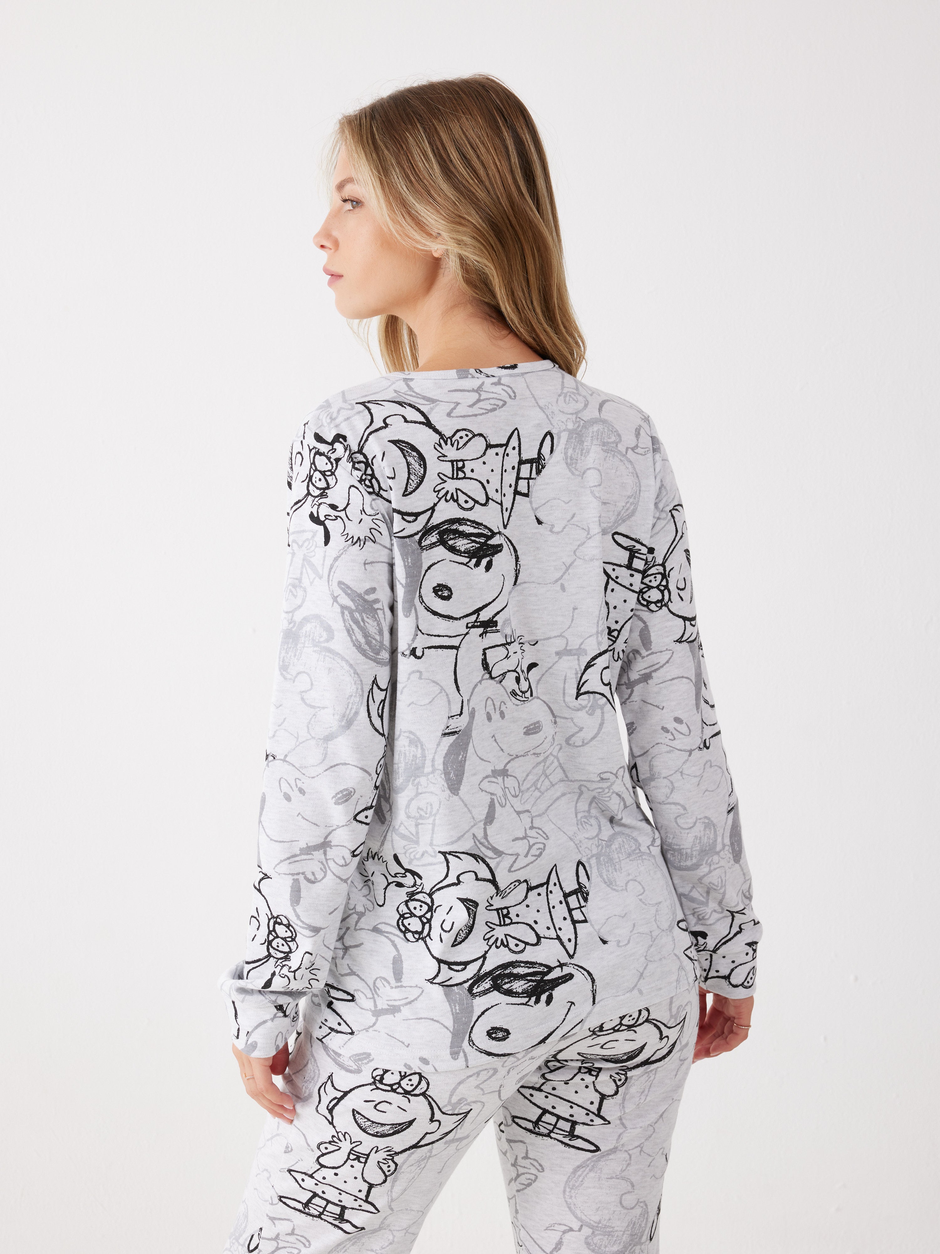 פיג'מה סנופי אינטרלוק - אפור מלאנז