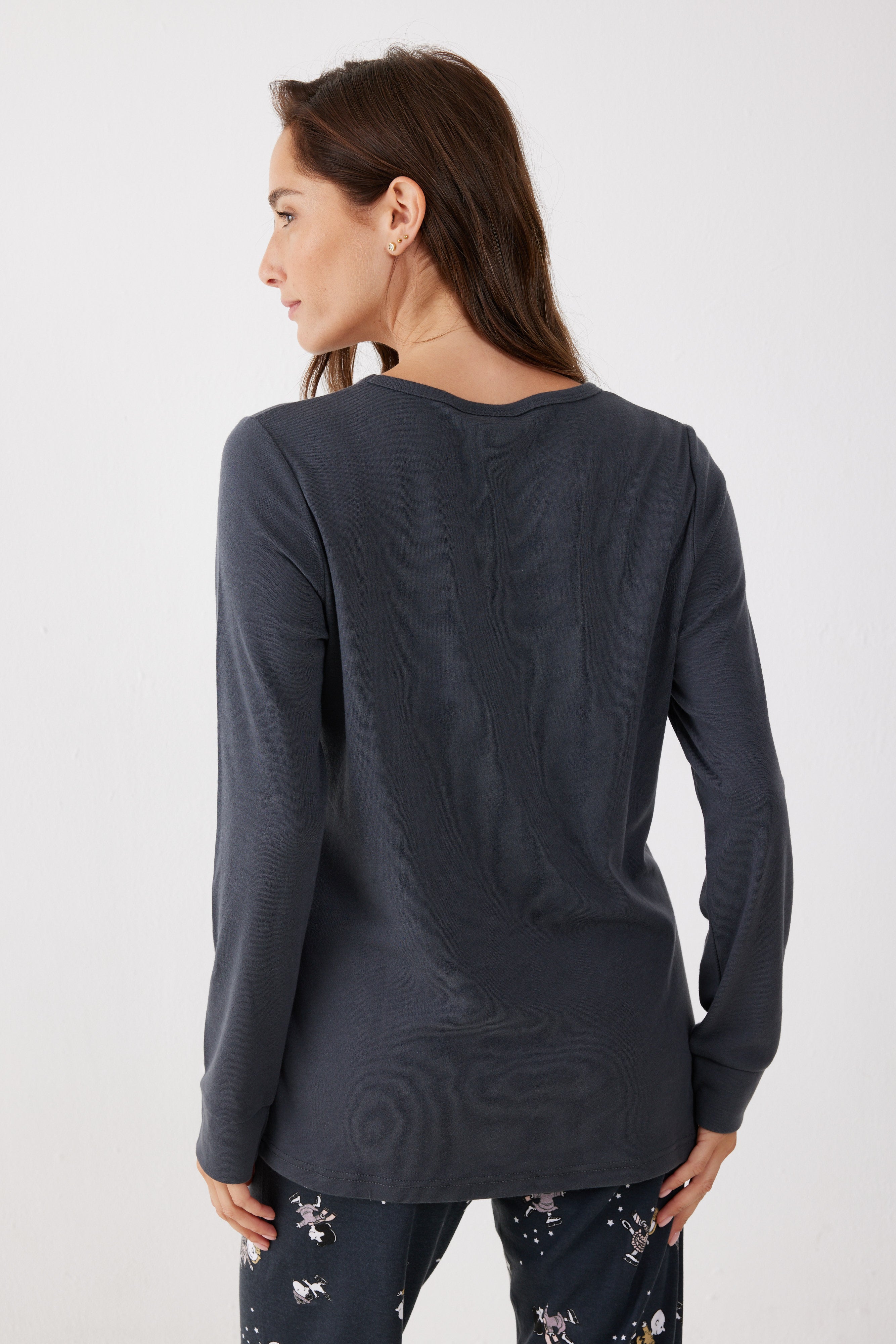 פיג'מה סנופי אינטרלוק - אפור כהה