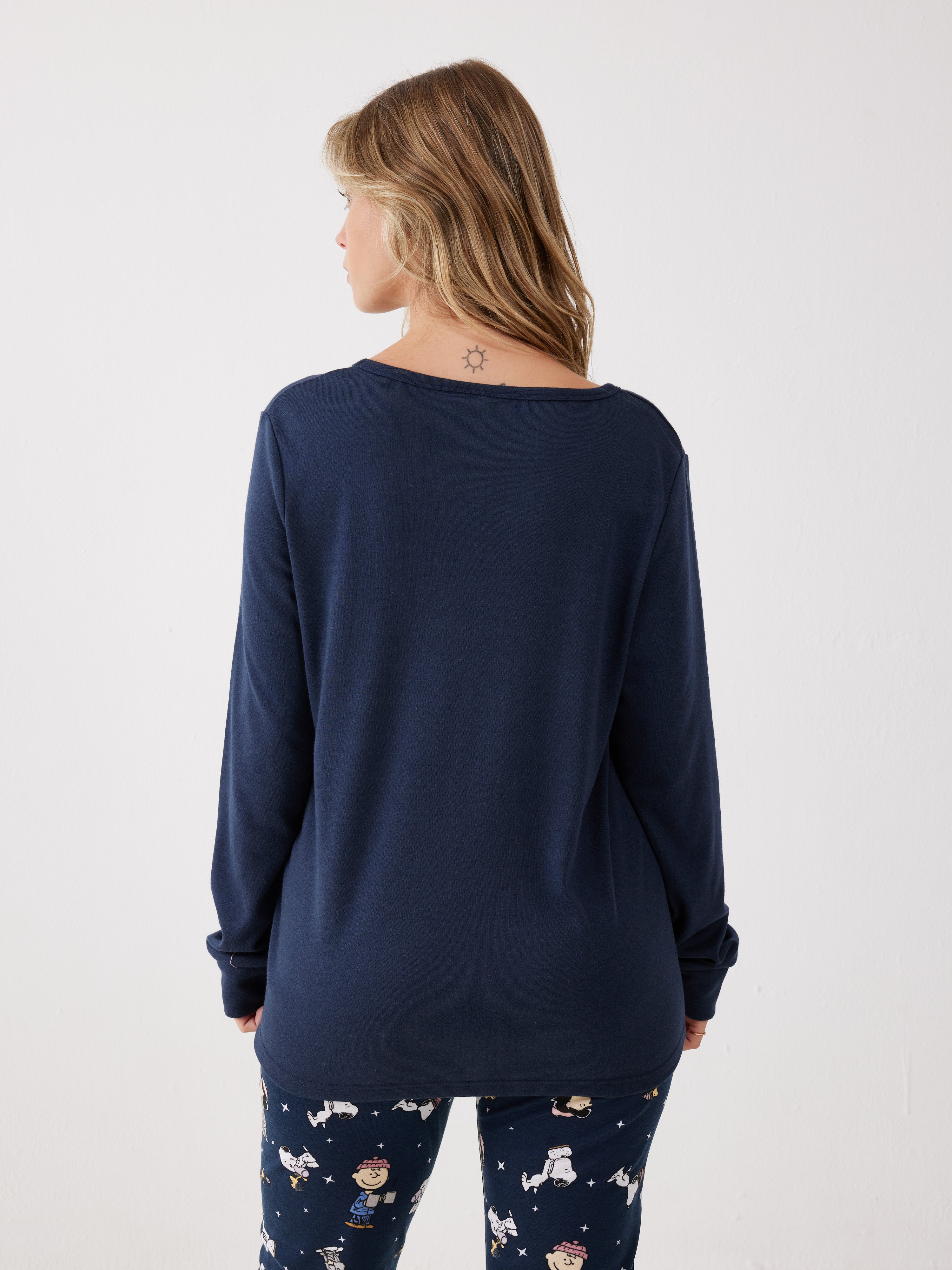 פיג'מה סנופי אינטרלוק - כחול נייבי