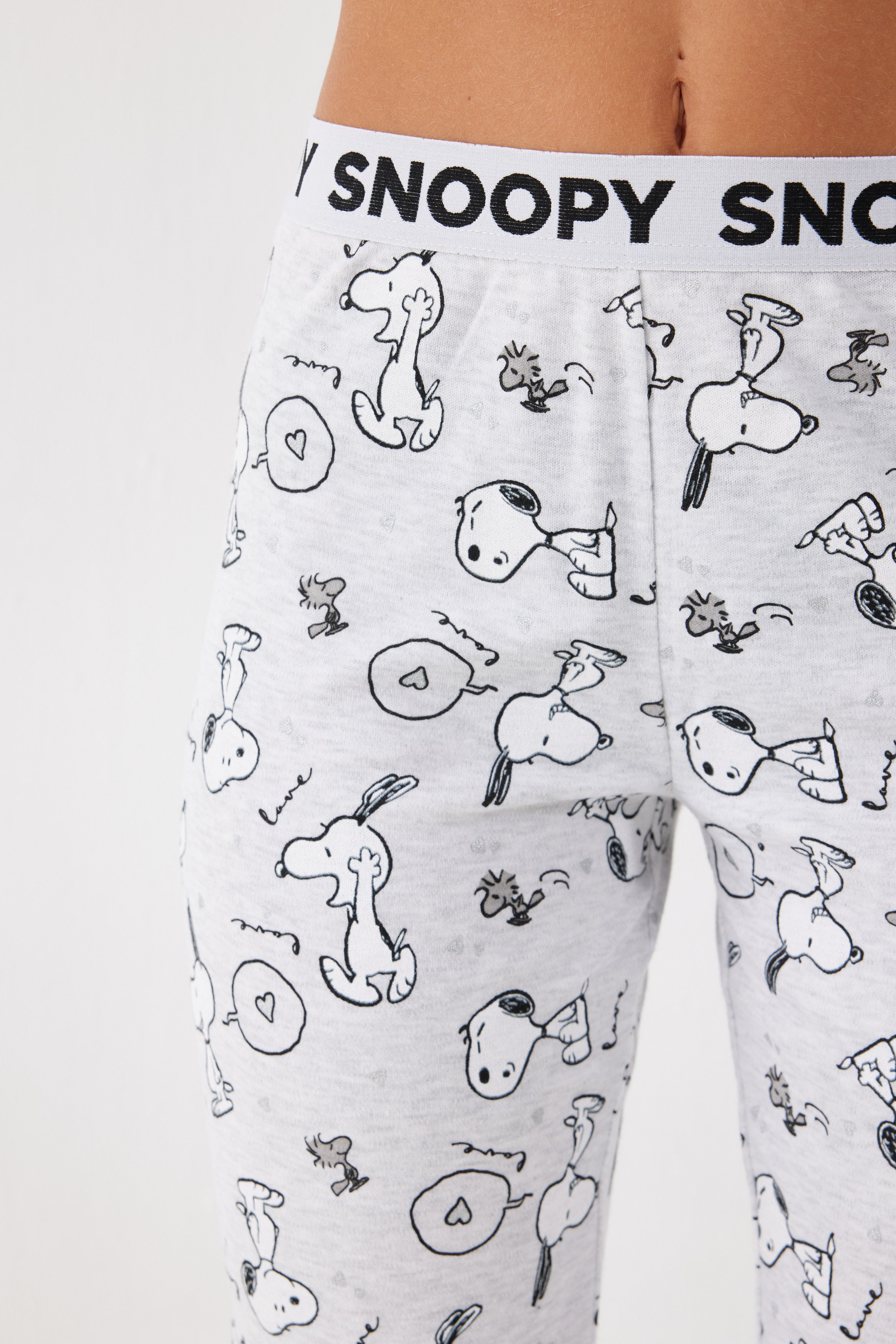 פיג'מה סנופי אינטרלוק - אפור מלאנז