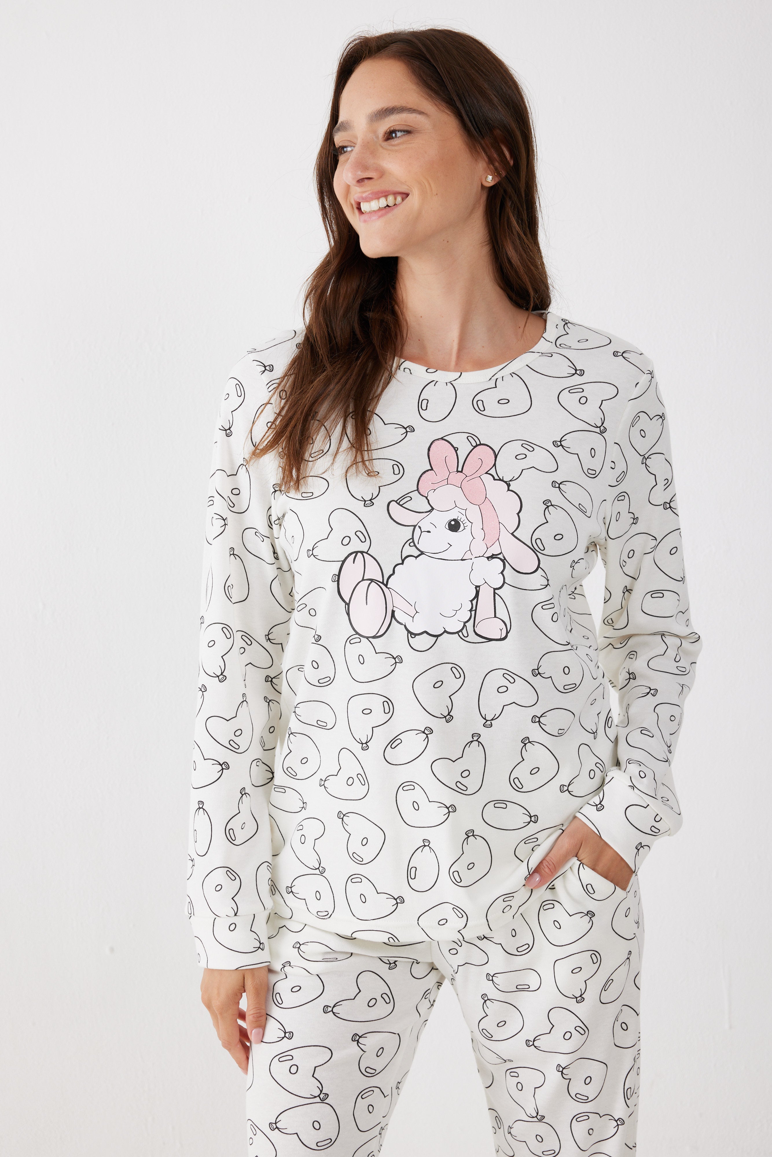 פיג'מה פיפה אינטרלוק - שמנת