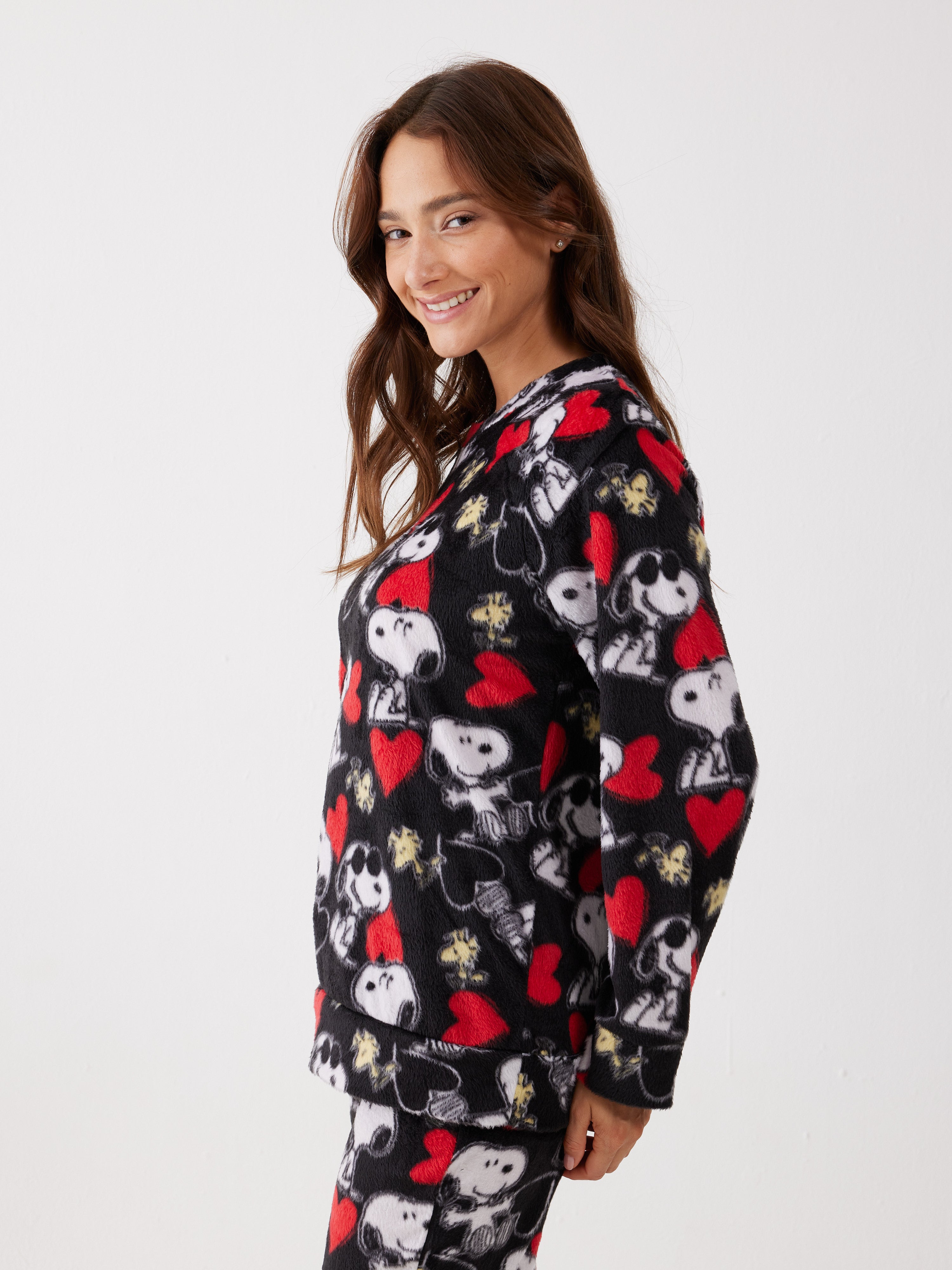 פיג'מה סנופי מינק - שחור