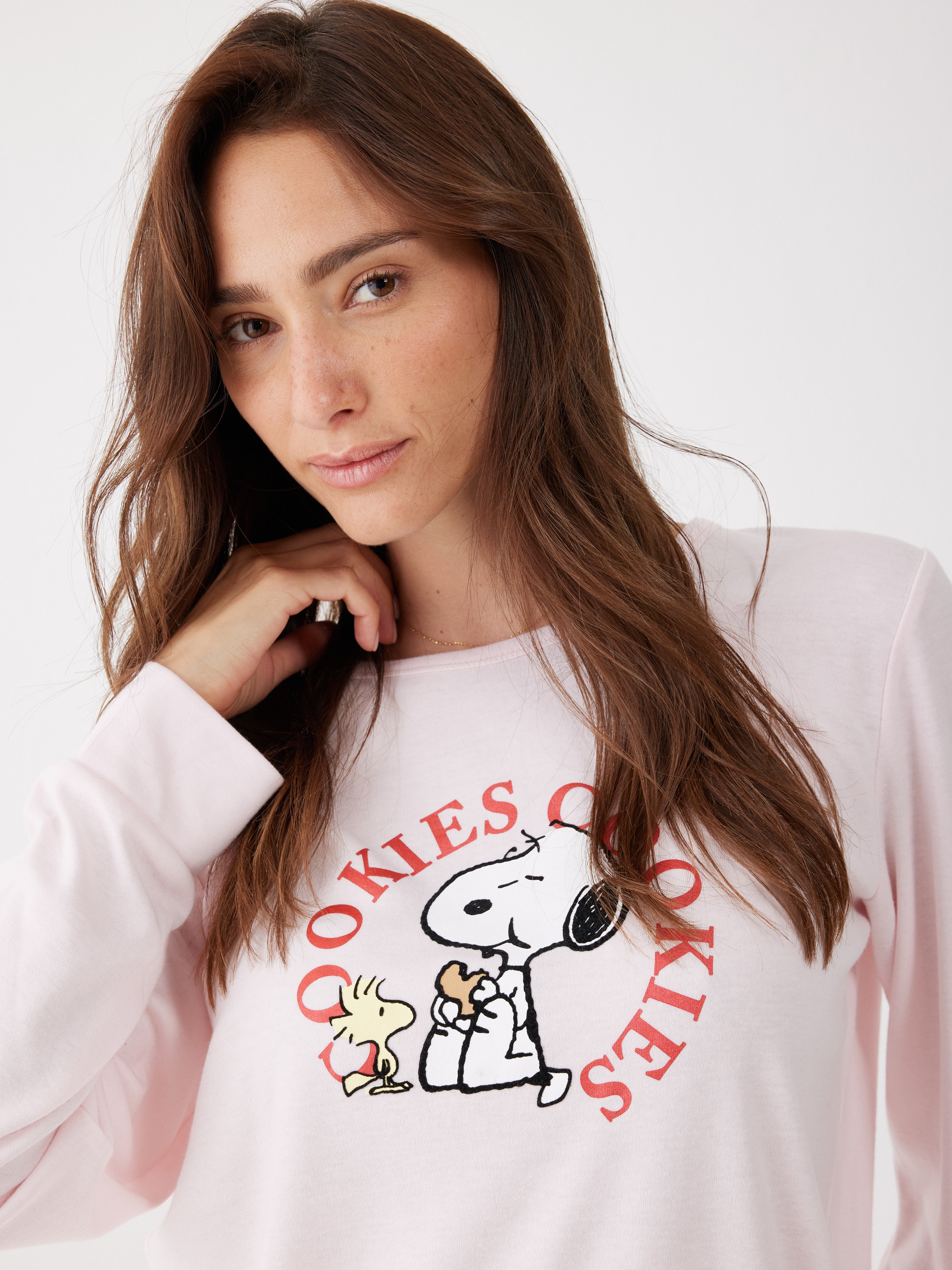 פיג'מת סנופי אינטרלוק - ורוד