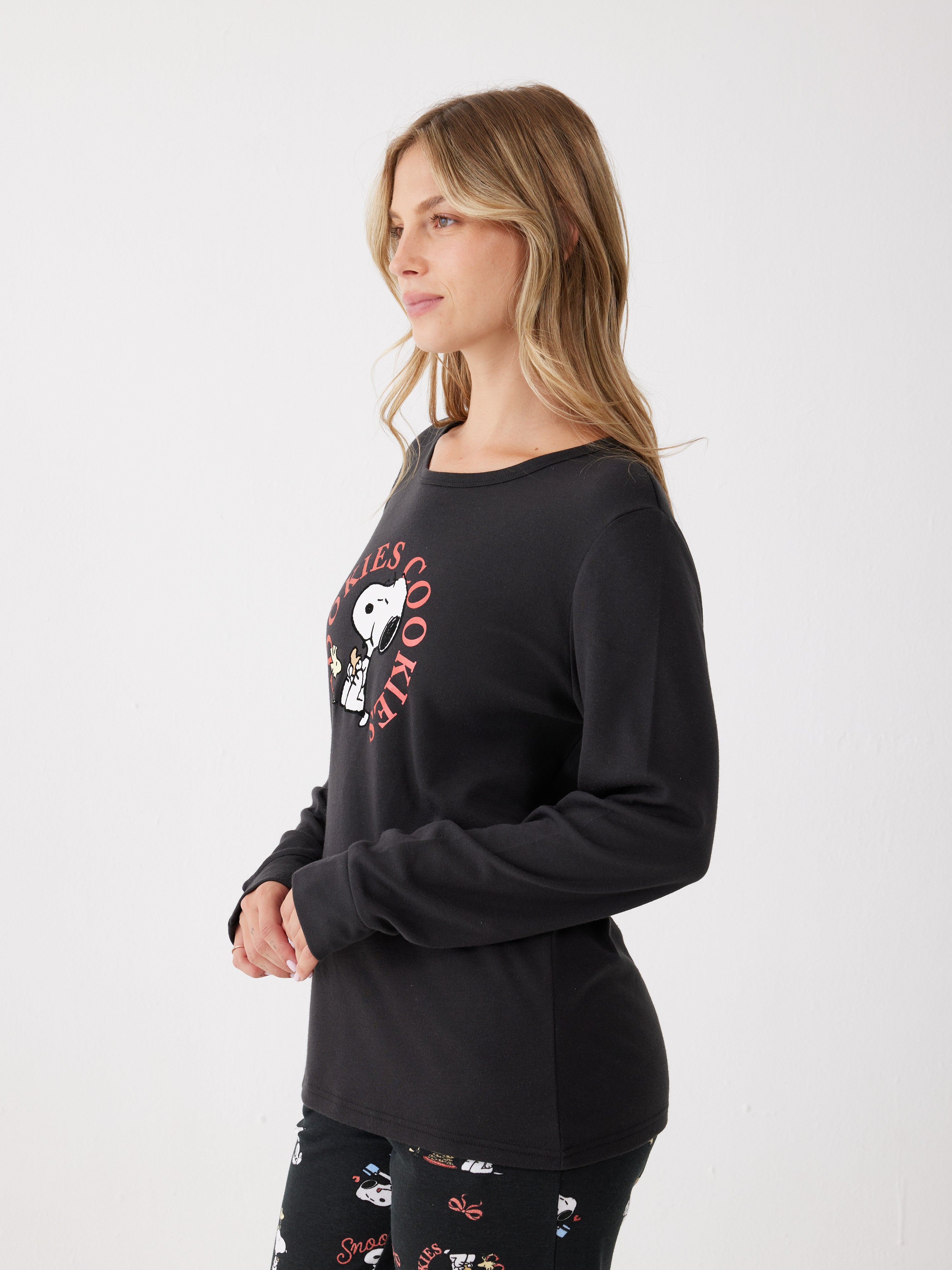 פיג'מת סנופי אינטרלוק - שחור