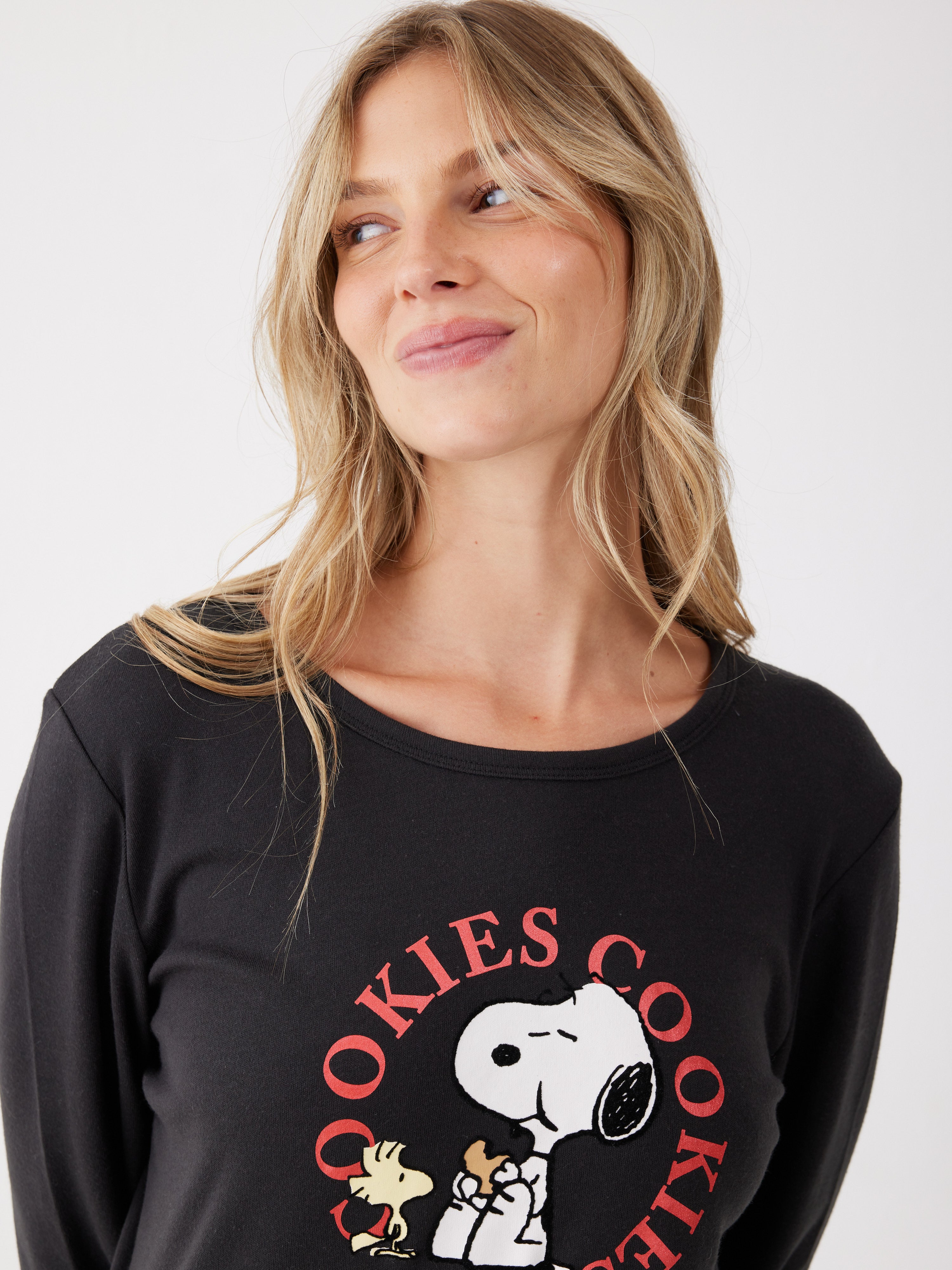 פיג'מת סנופי אינטרלוק - שחור