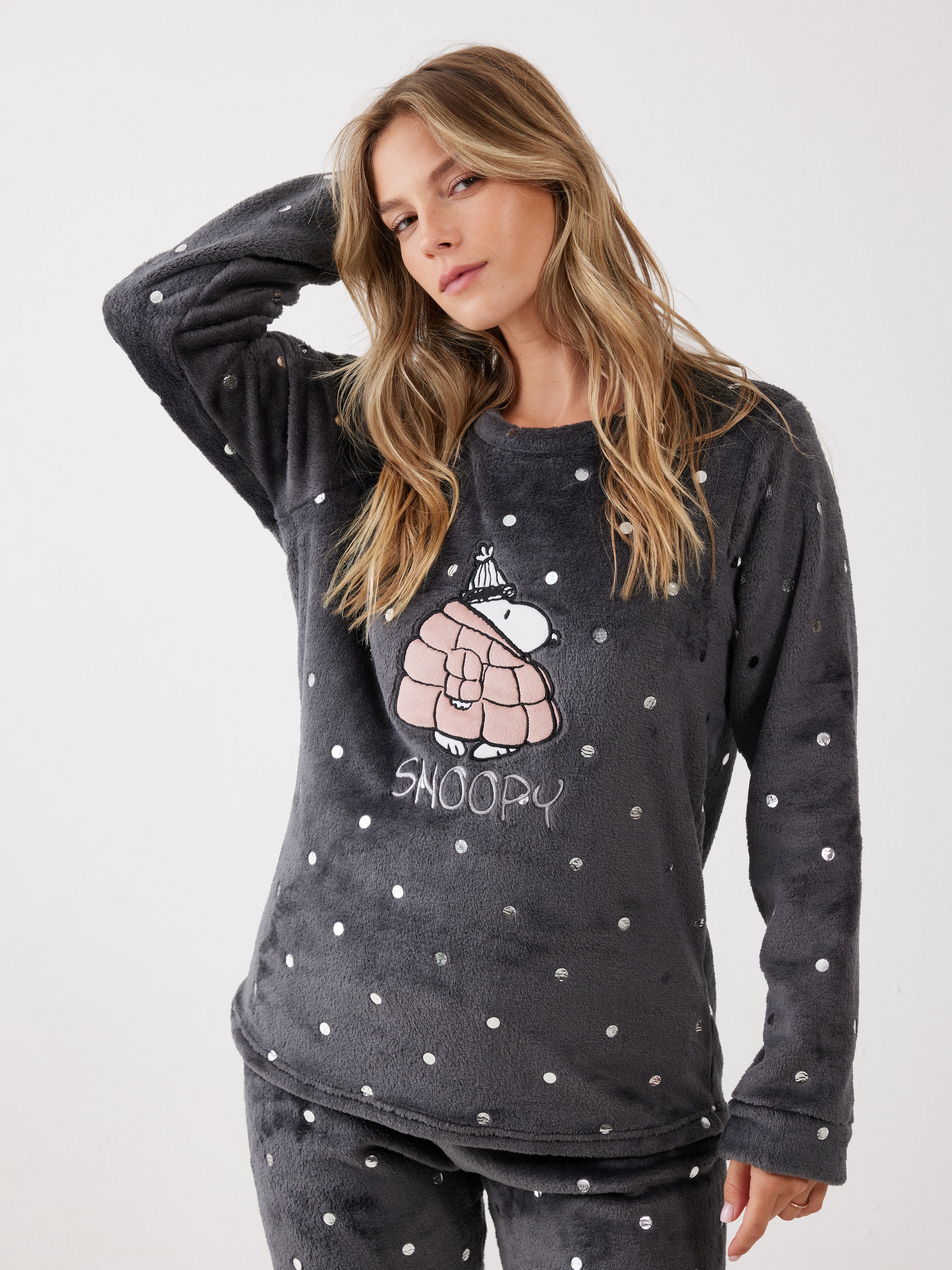 פיג'מה סנופי פלאפי - אפור כהה