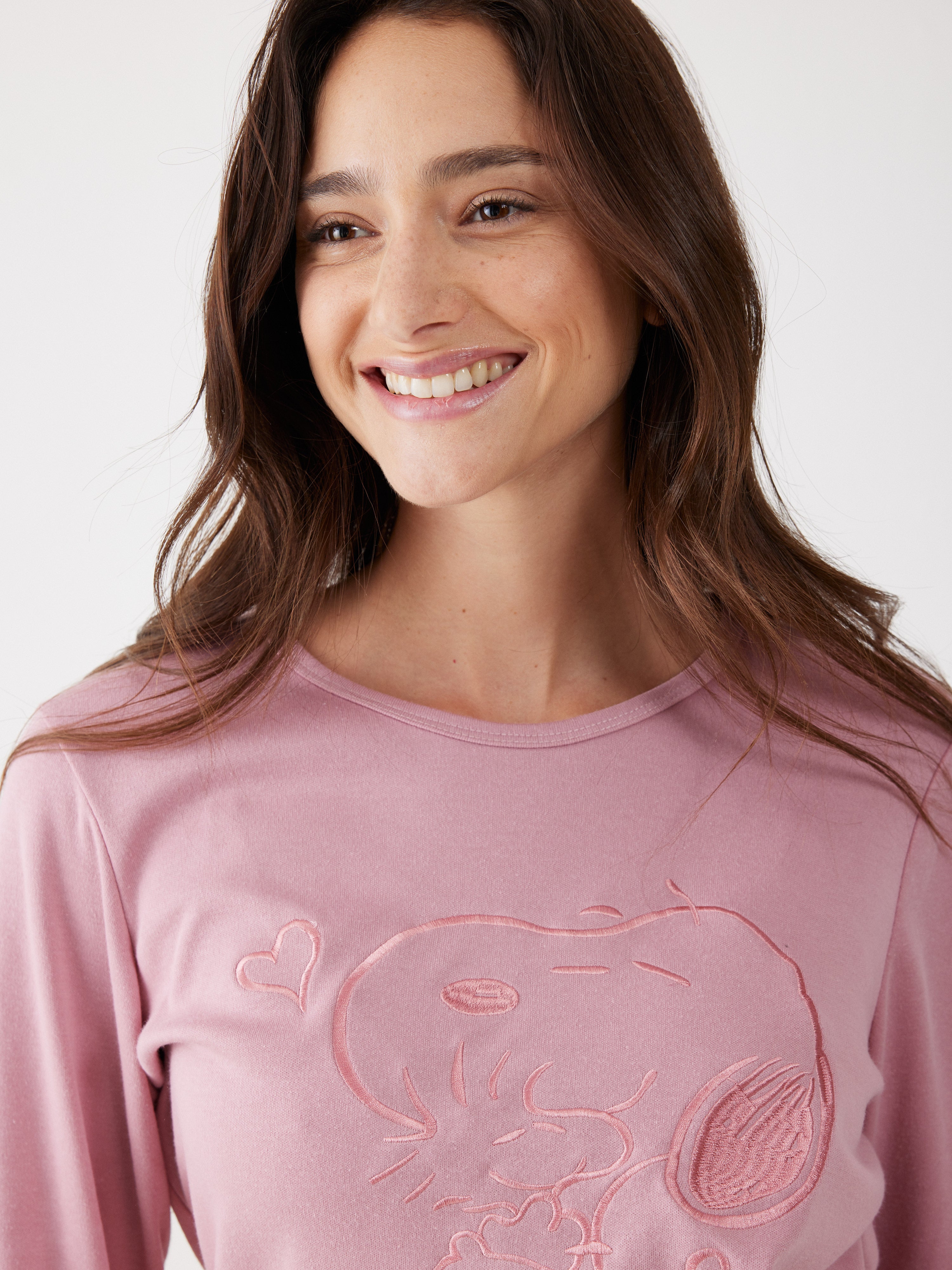 פיג'מה סנופי אינטרלוק - ורוד מעושן