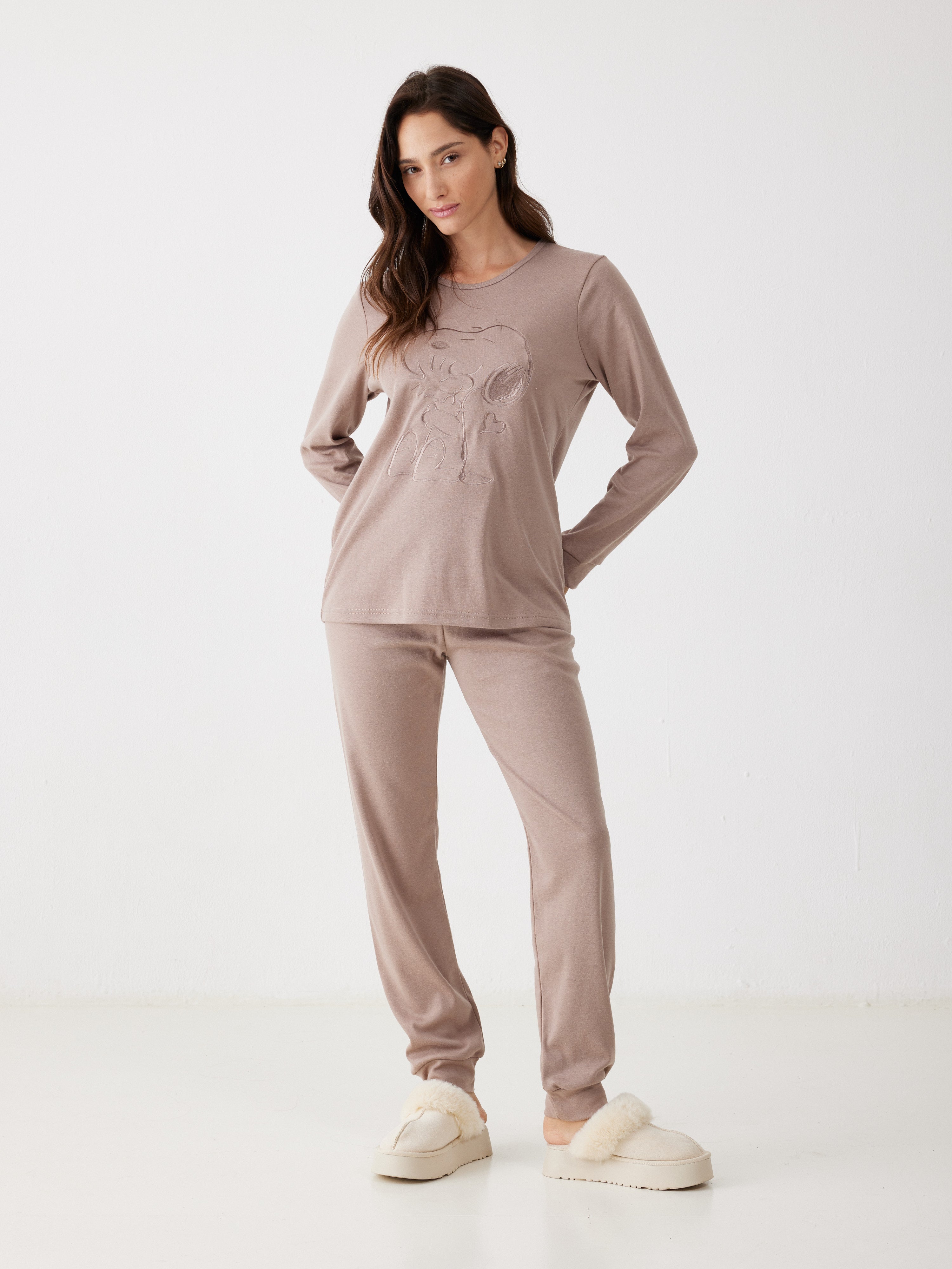 פיג'מה סנופי אינטרלוק - קפה