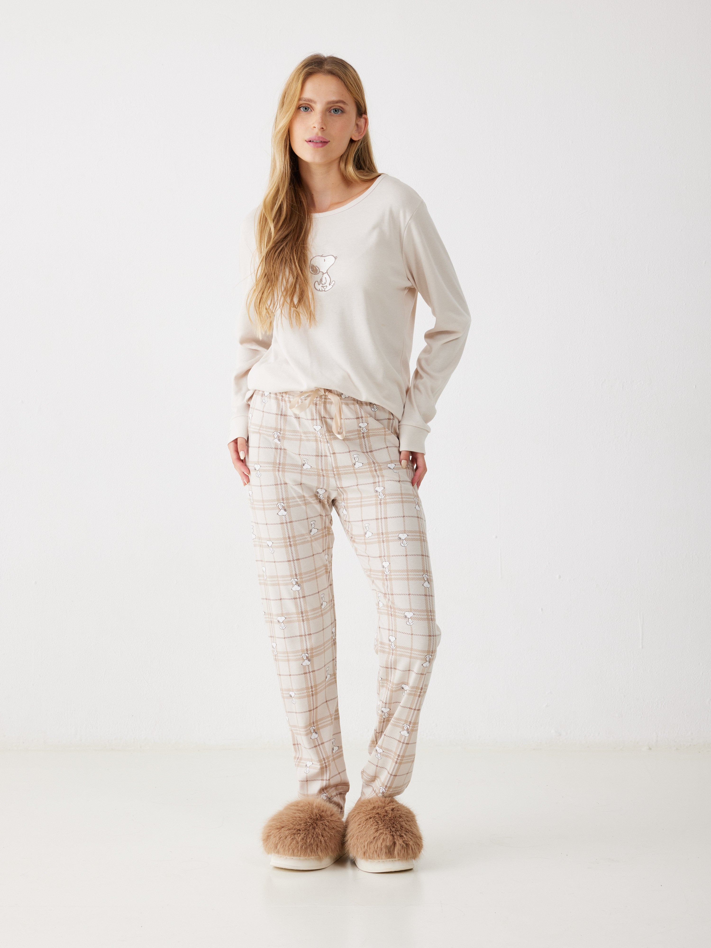 פיג'מה סנופי אינטרלוק - בז